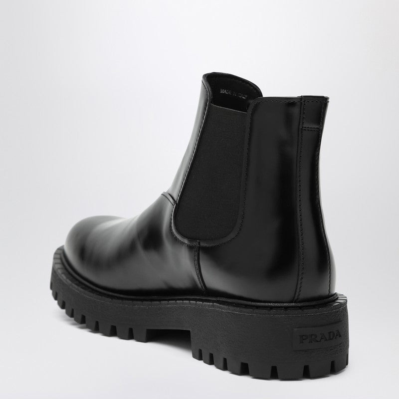 Prada Black Leather Ankle Boot Men - 2