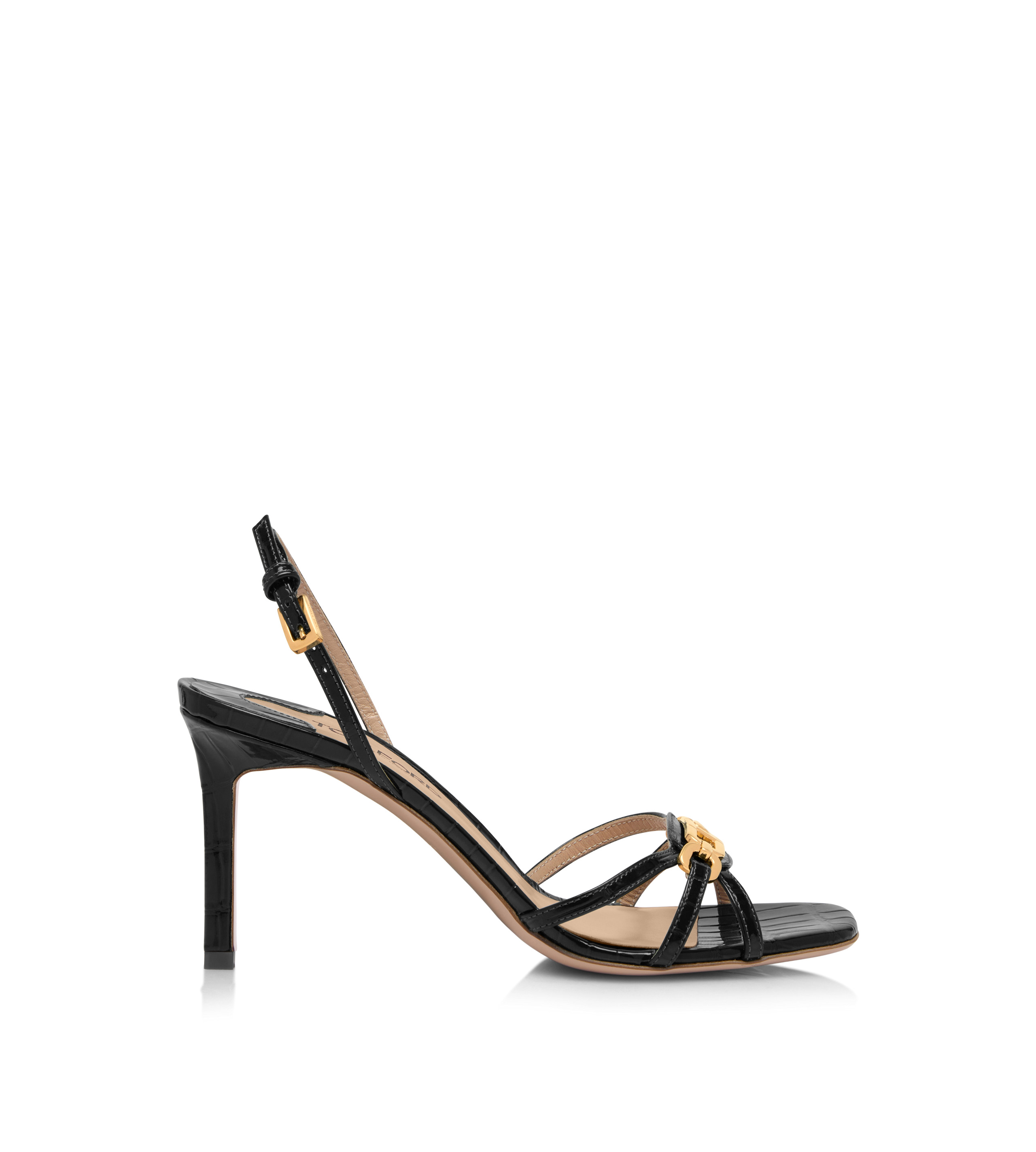 STAMPED CROCODILE LEATHER WHITNEY SANDAL - 1