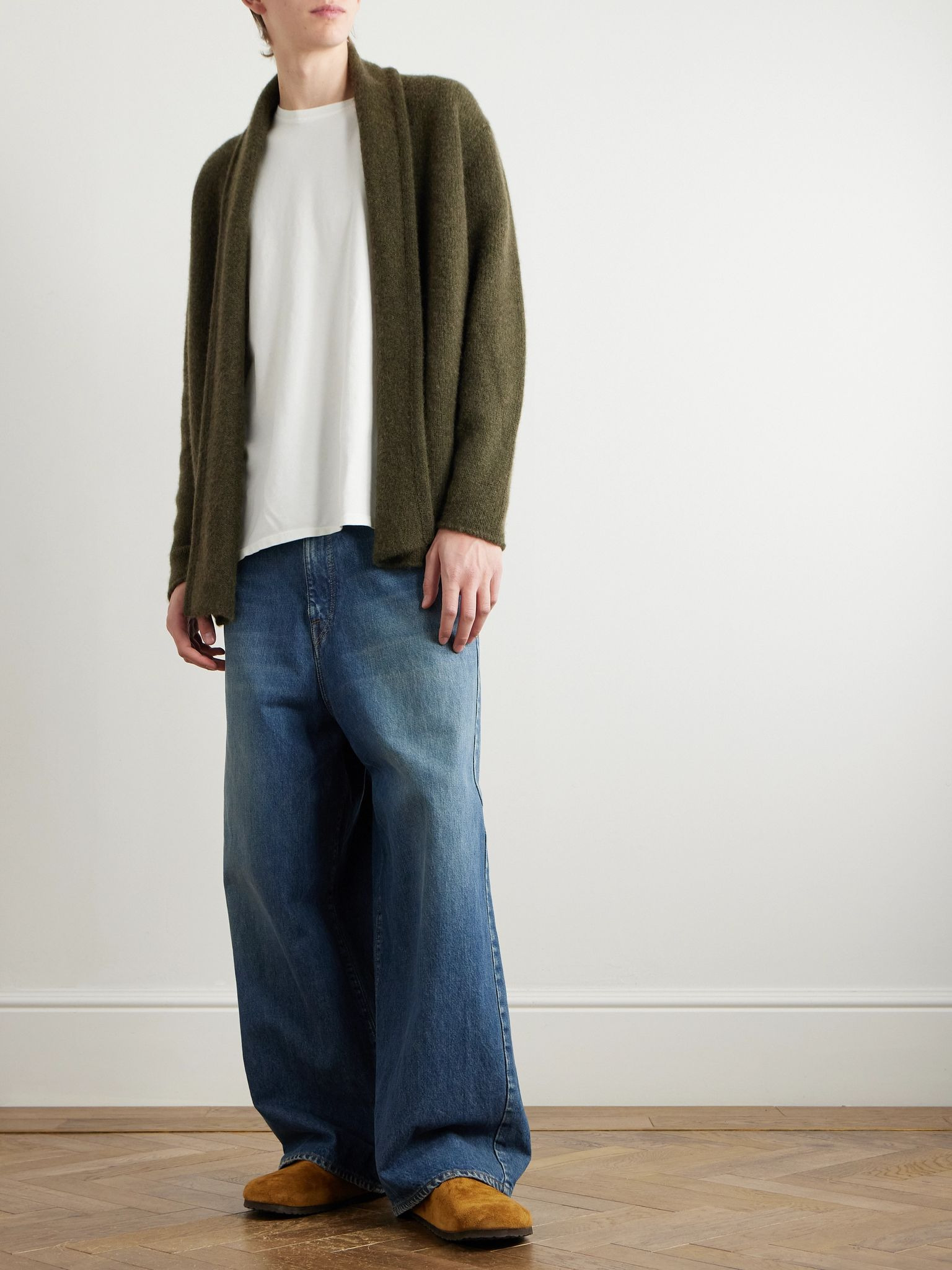 Shawl-Collar Cashmere Cardigan Green - 2