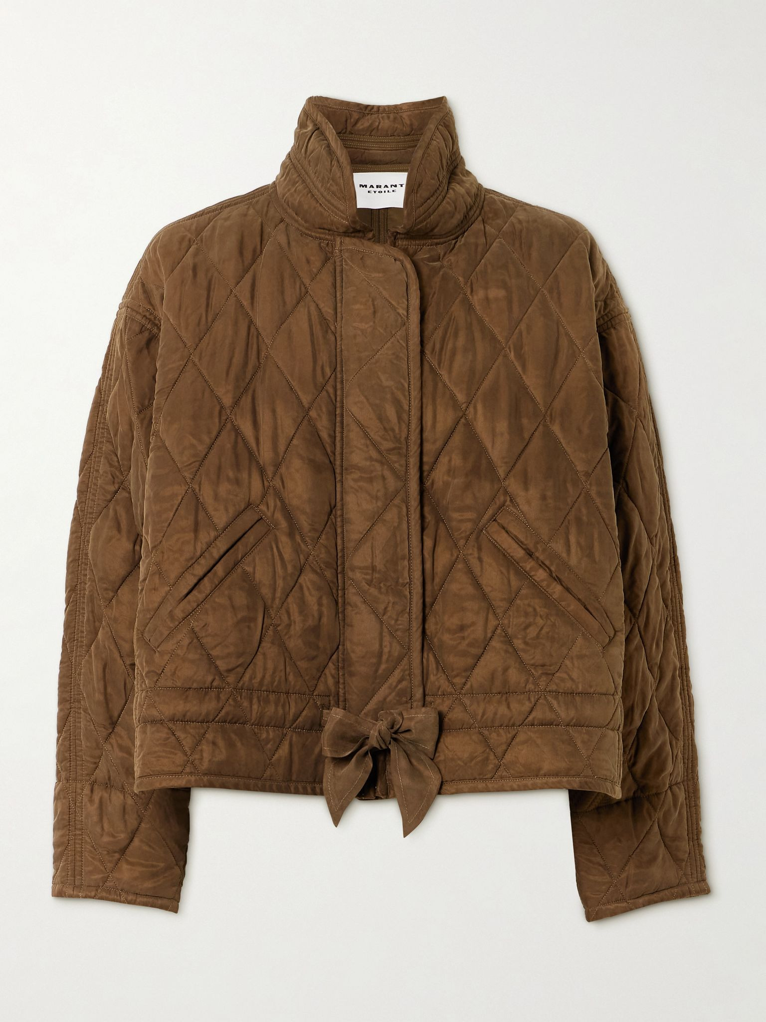 Zakiane tie-detailed quilted canvas jacket Brown - 1