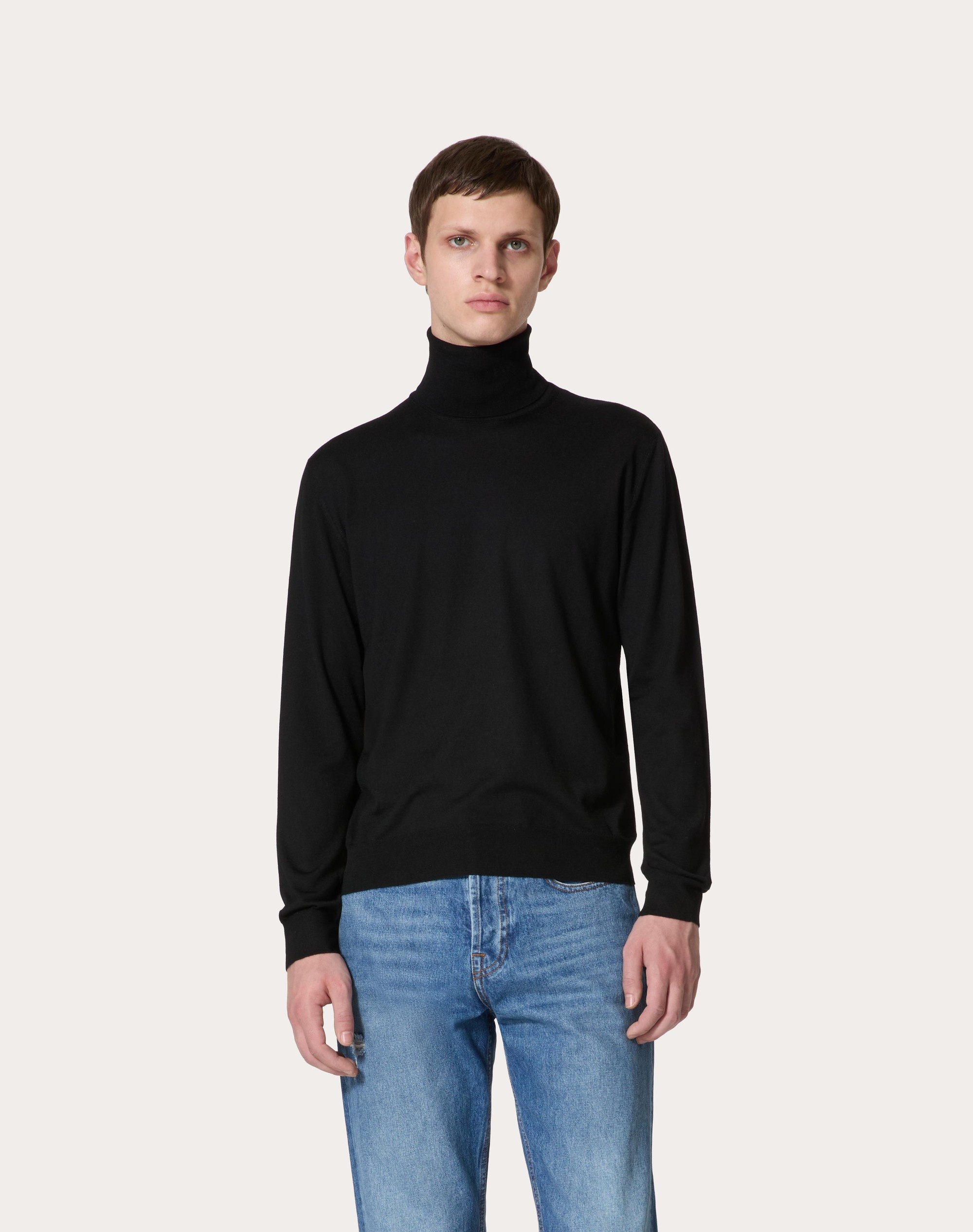 HIGH-NECK WOOL SWEATER WITH VLOGO SIGNATURE EMBROIDERY - 3