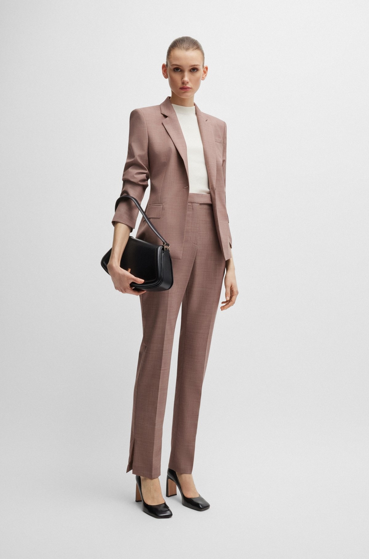 SLIM-FIT TROUSERS IN ITALIAN VIRGIN-WOOL SHARKSKIN - 3