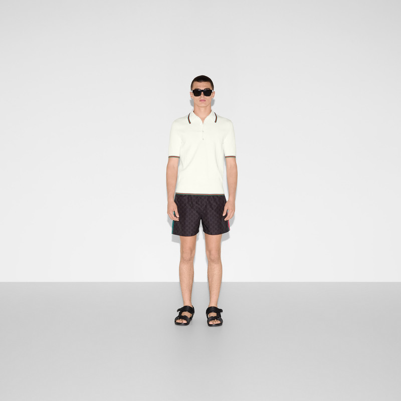 GUCCI Knit polo shirt with Web outlook