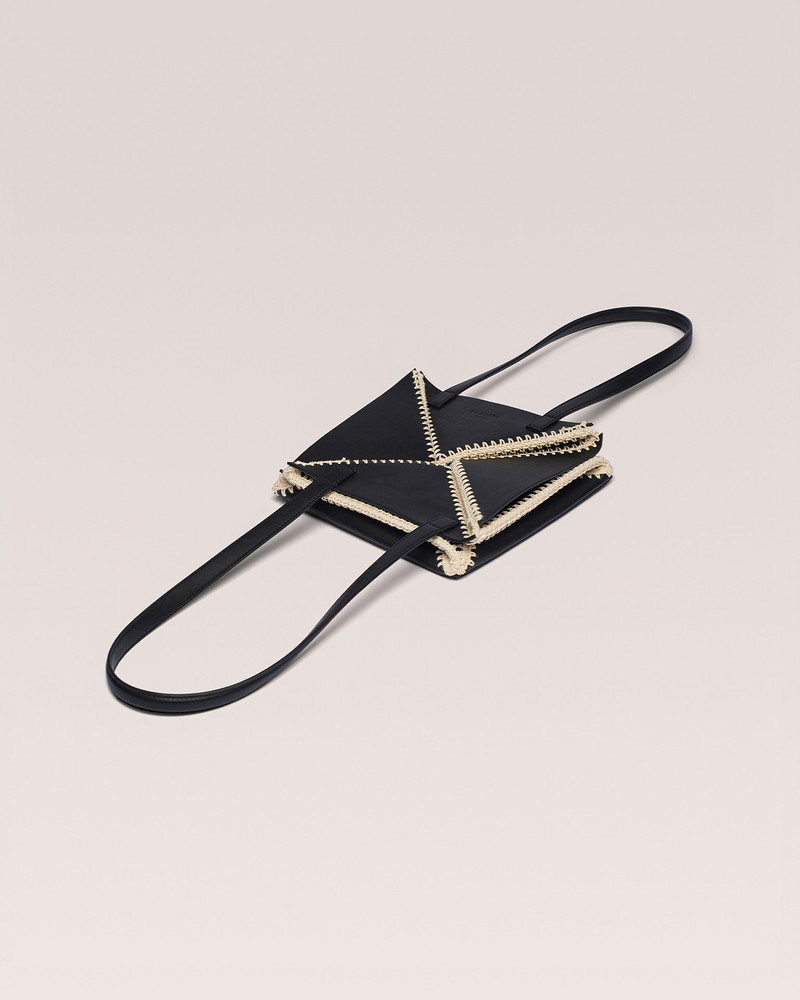 Nanushka THE ORIGAMI TOTE - Vegan leather patchwork midi tote - Black outlook