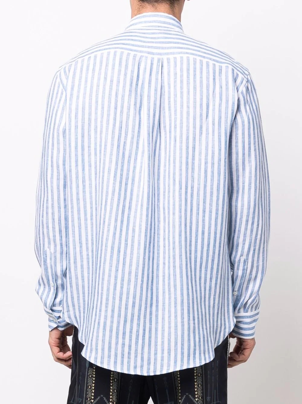 button-down stripe-print linen shirt - 4