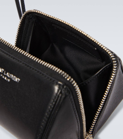 SAINT LAURENT Fragments Mini leather pouch with strap outlook