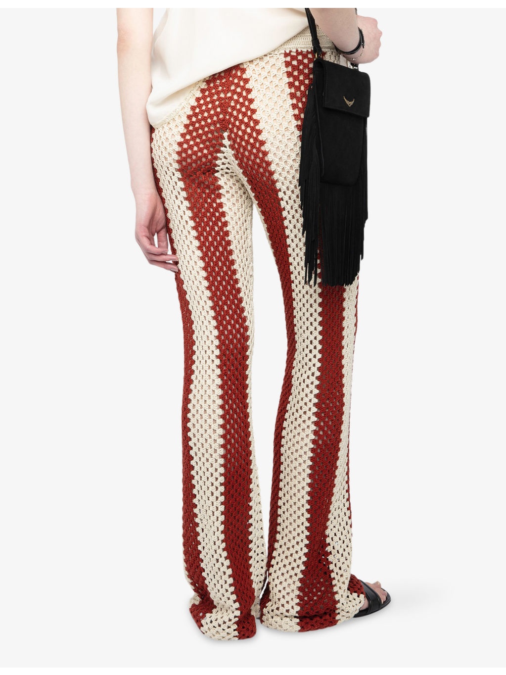 Pia Regular-Fit Striped Crochet Cotton Trousers - 3