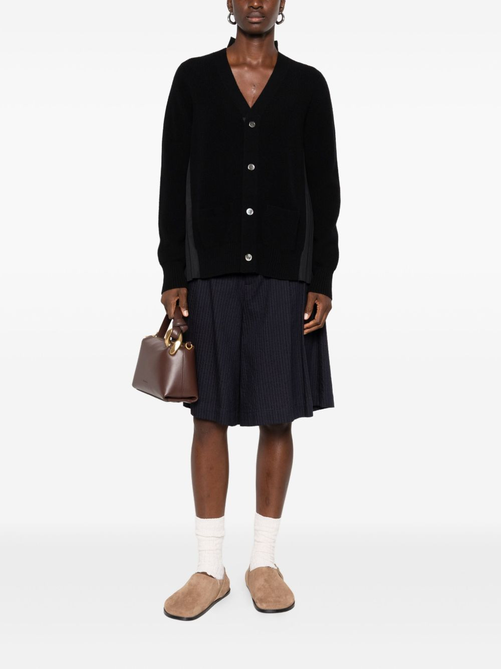 ribbed button cardigan - 2