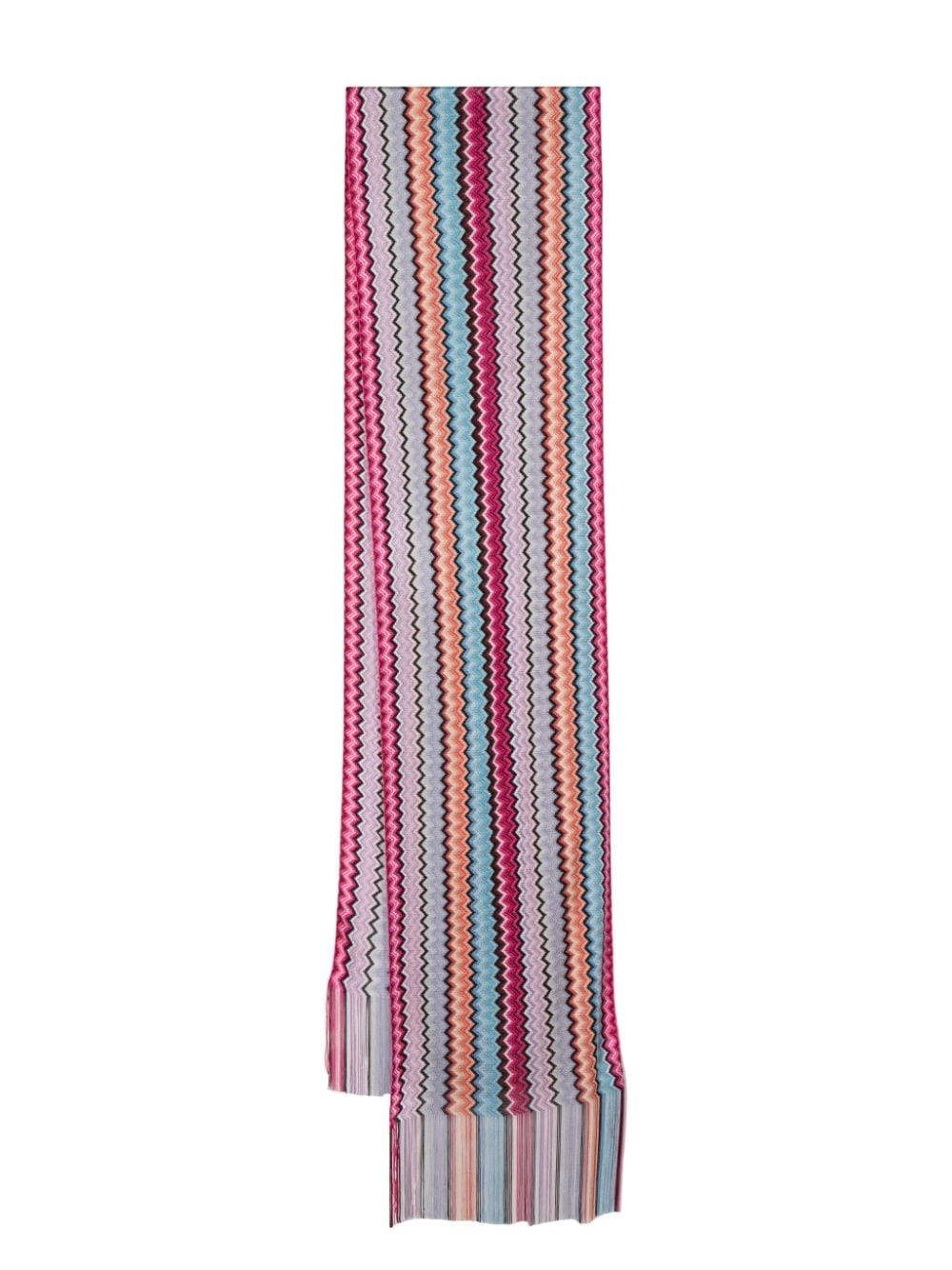zigzag-knit fringed scarf - 1