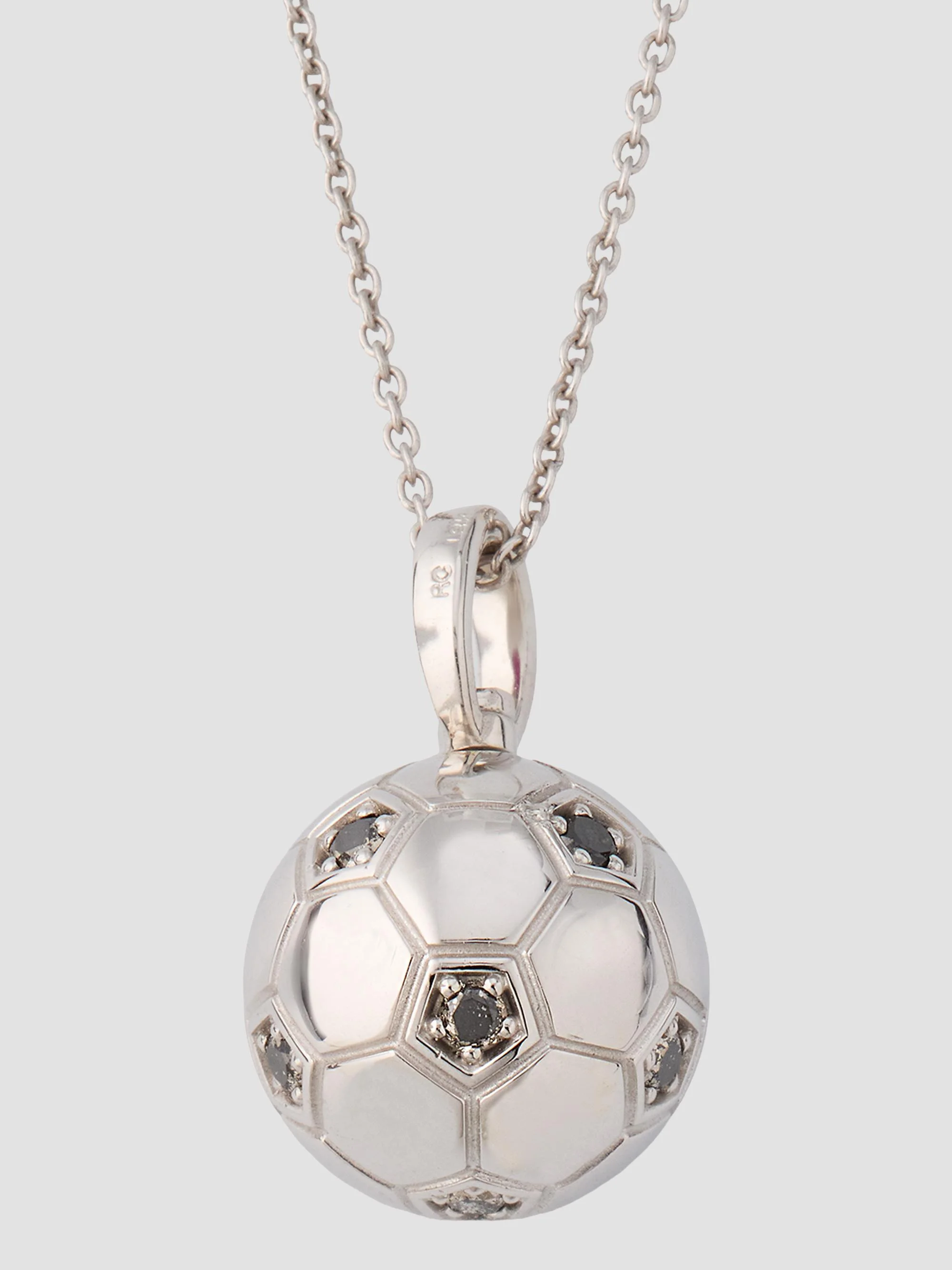 Women's Tiny Treasurers 18K White Gold & 0.18 TCW Black Diamond Soccer Ball Pendant Necklace - White - 1