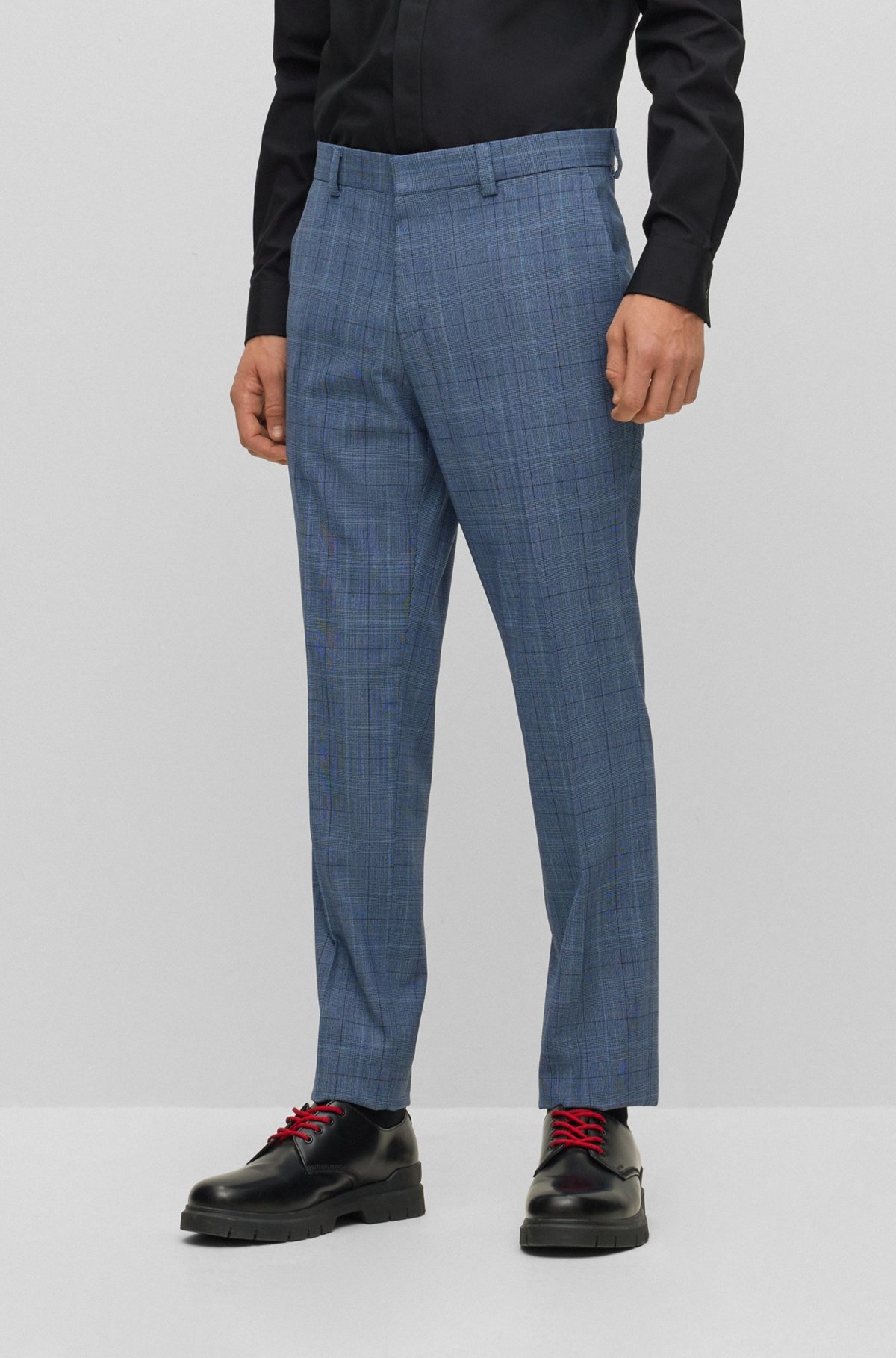 THREE-PIECE SLIM-FIT SUIT IN CHECKED STRETCH FABRIC - 7