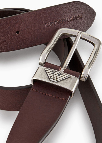 EMPORIO ARMANI Leather belt with logo buckle outlook