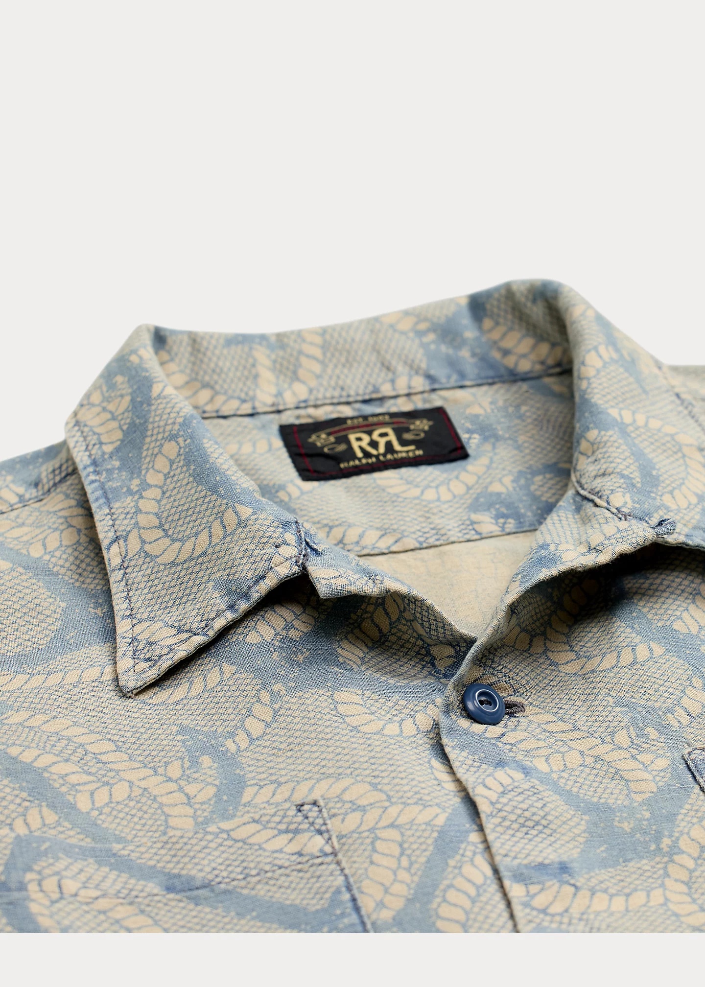 Indigo Anchor-Print Camp Shirt - 3