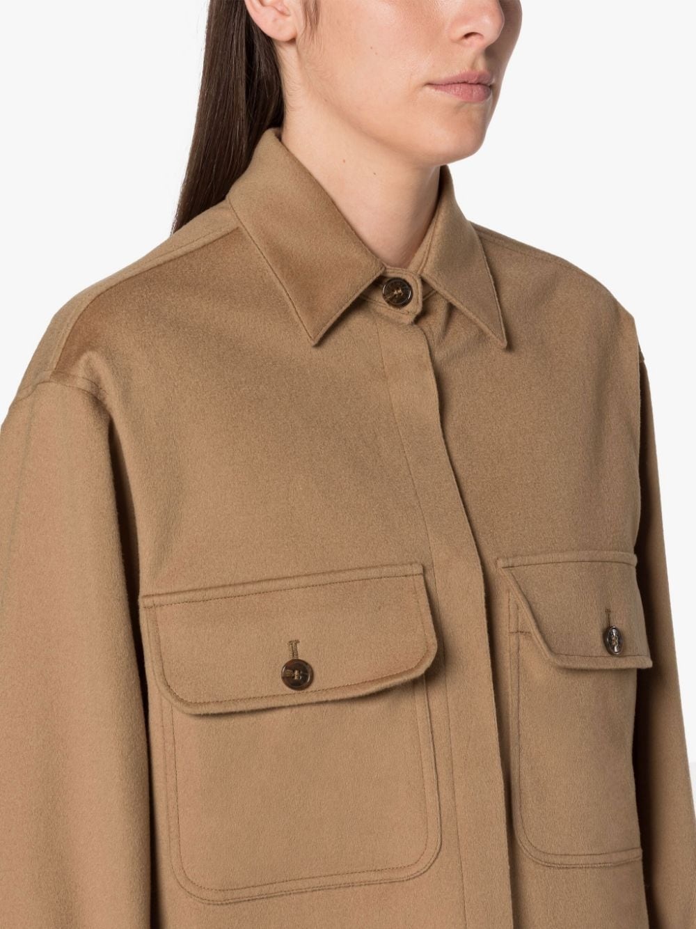 LORRIANE LIGHT CAMEL COTTON OVERSHIRT JACKET - 6