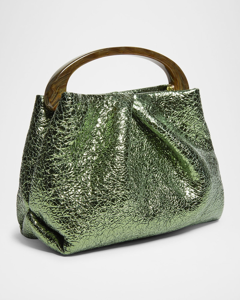 Dries Van Noten Crinkled Metallic Leather Mini Crossbody Bag outlook