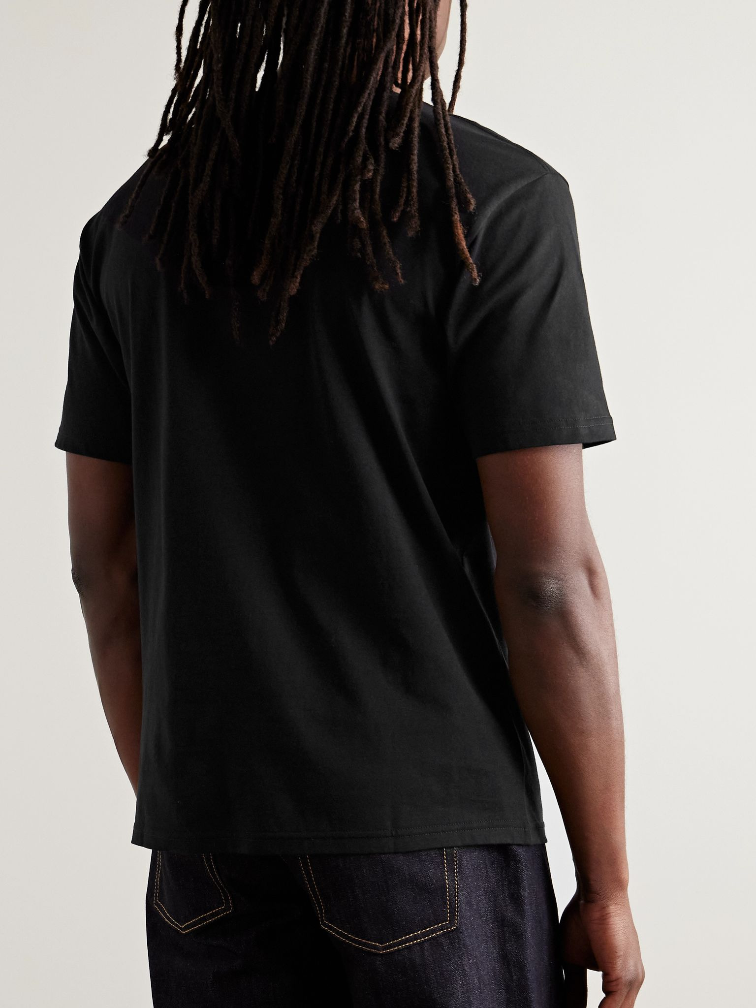 Printed Cotton-Jersey T-Shirt Black - 4
