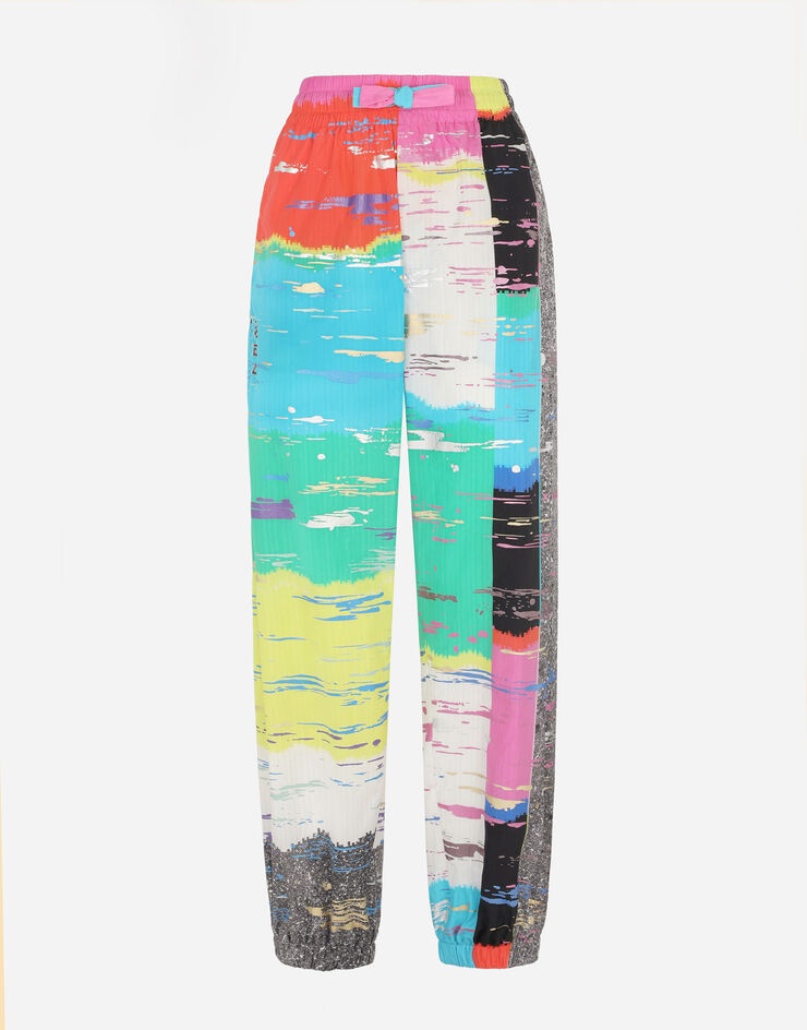 Nylon joggers with multi-colored glitch print - 3