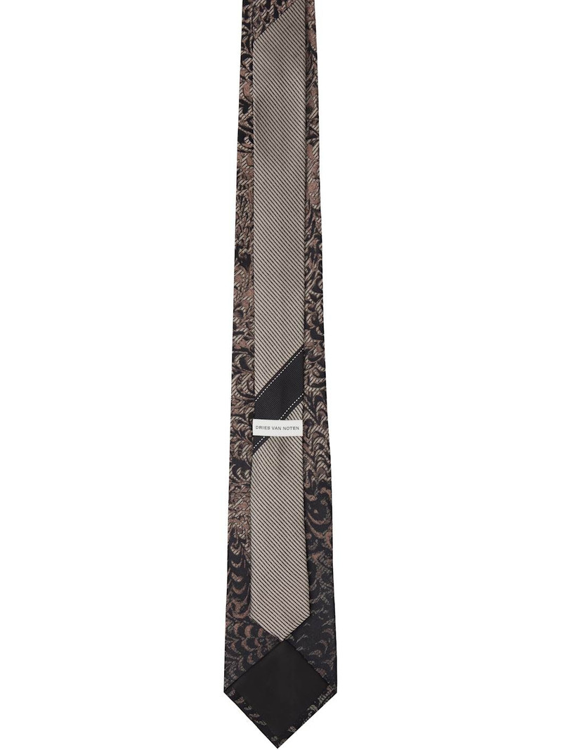 Dries Van Noten Black & Pink 'Paste Paper' Printed Silk Tie outlook
