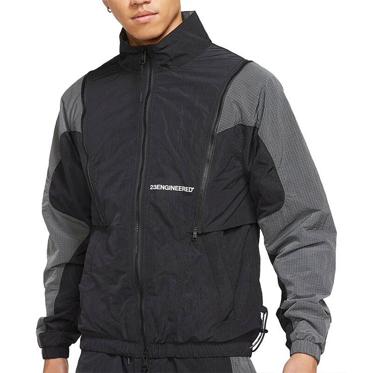 Men's Jordan Colorblock Detachable Zipper Long Sleeves Stand Collar Jacket Autumn Black DH3289-010 - 3