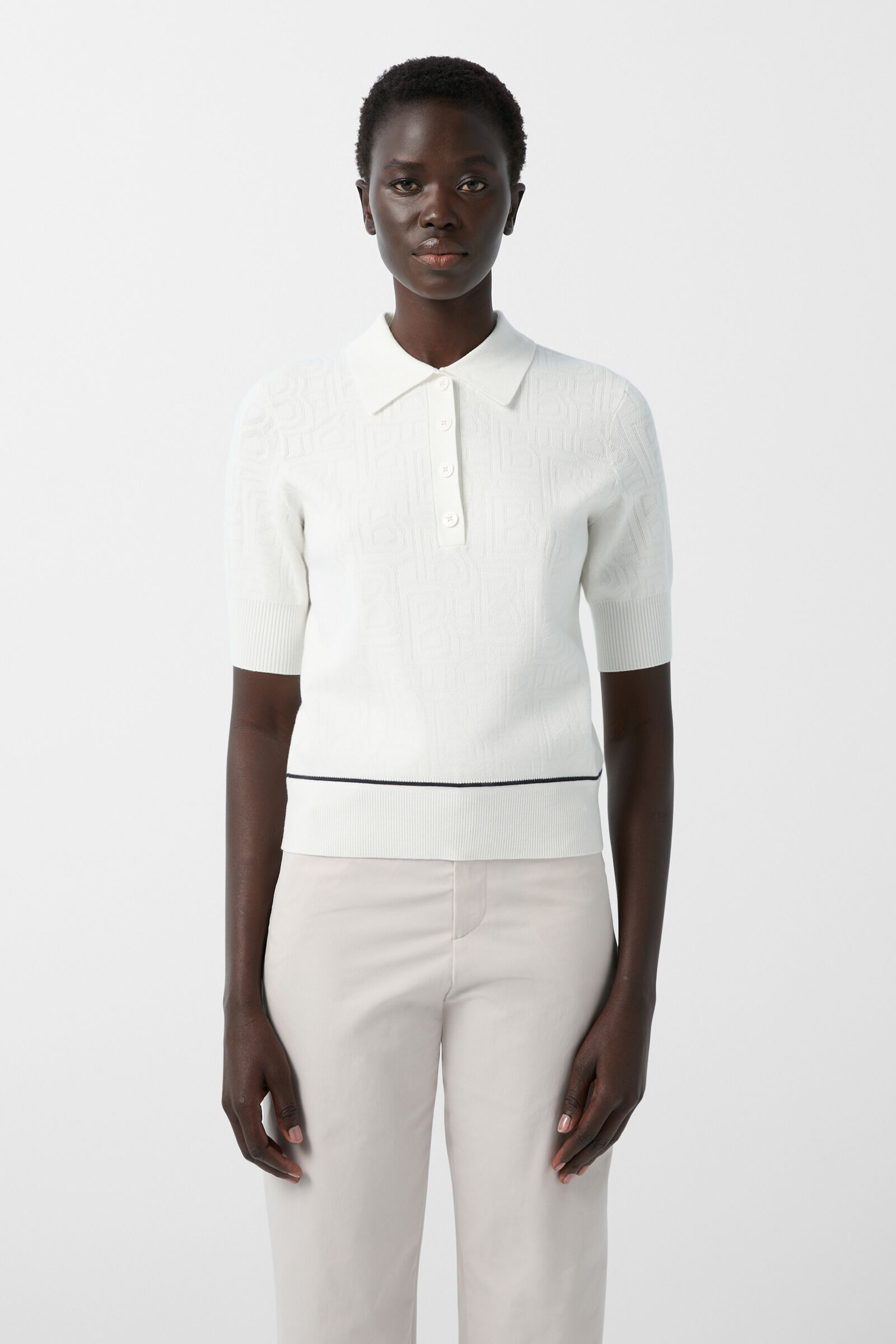 Maia knitted polo shirt in Off-white - 2