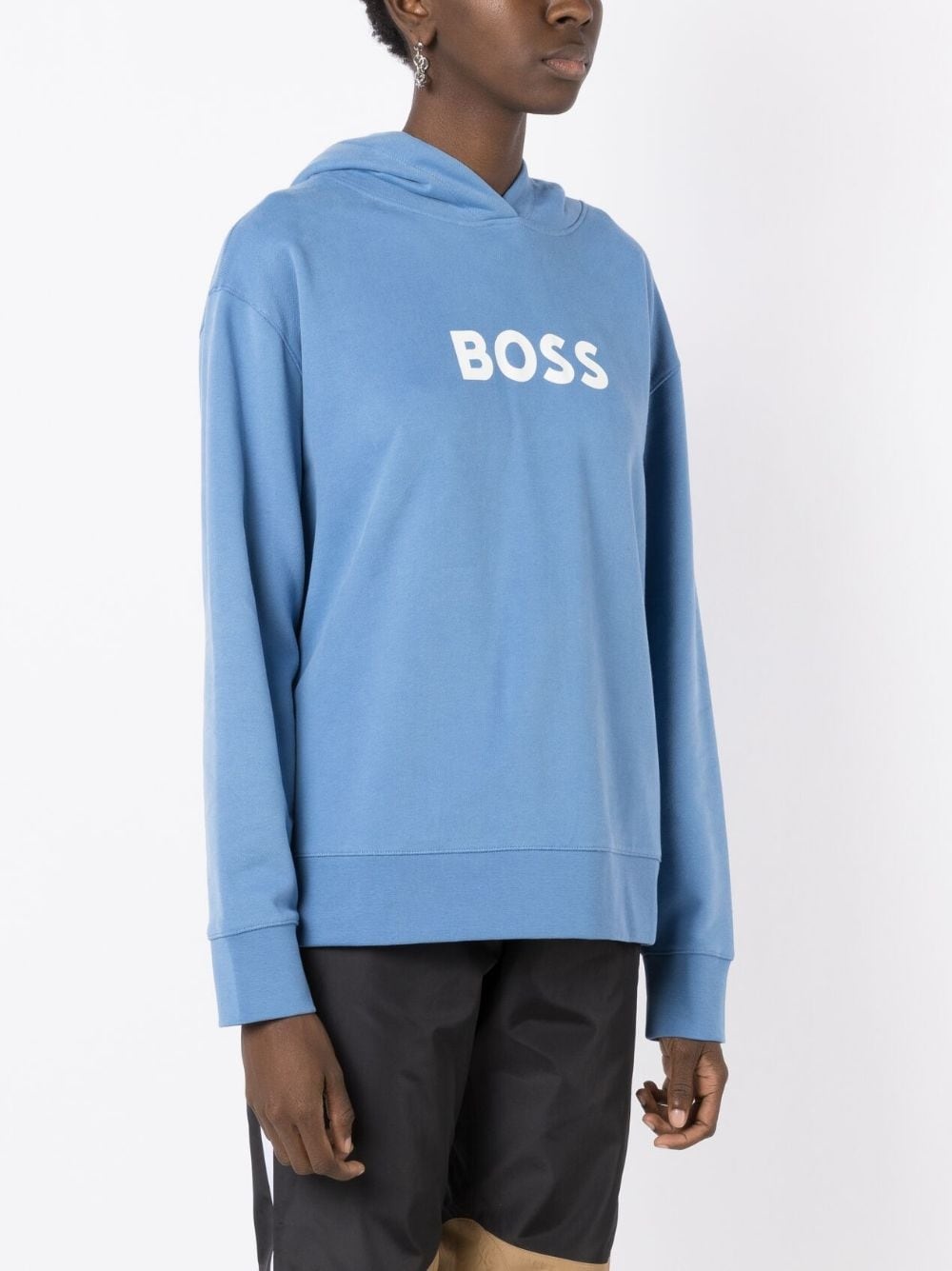 logo-print cotton hoodie - 3