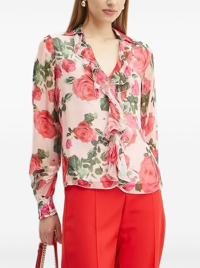 rose-print ruffled blouse 1