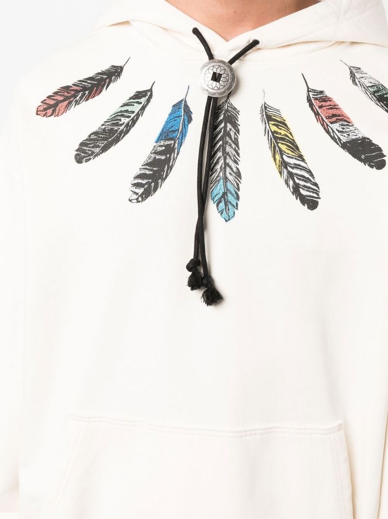 feather-print pullover hoodie - 5