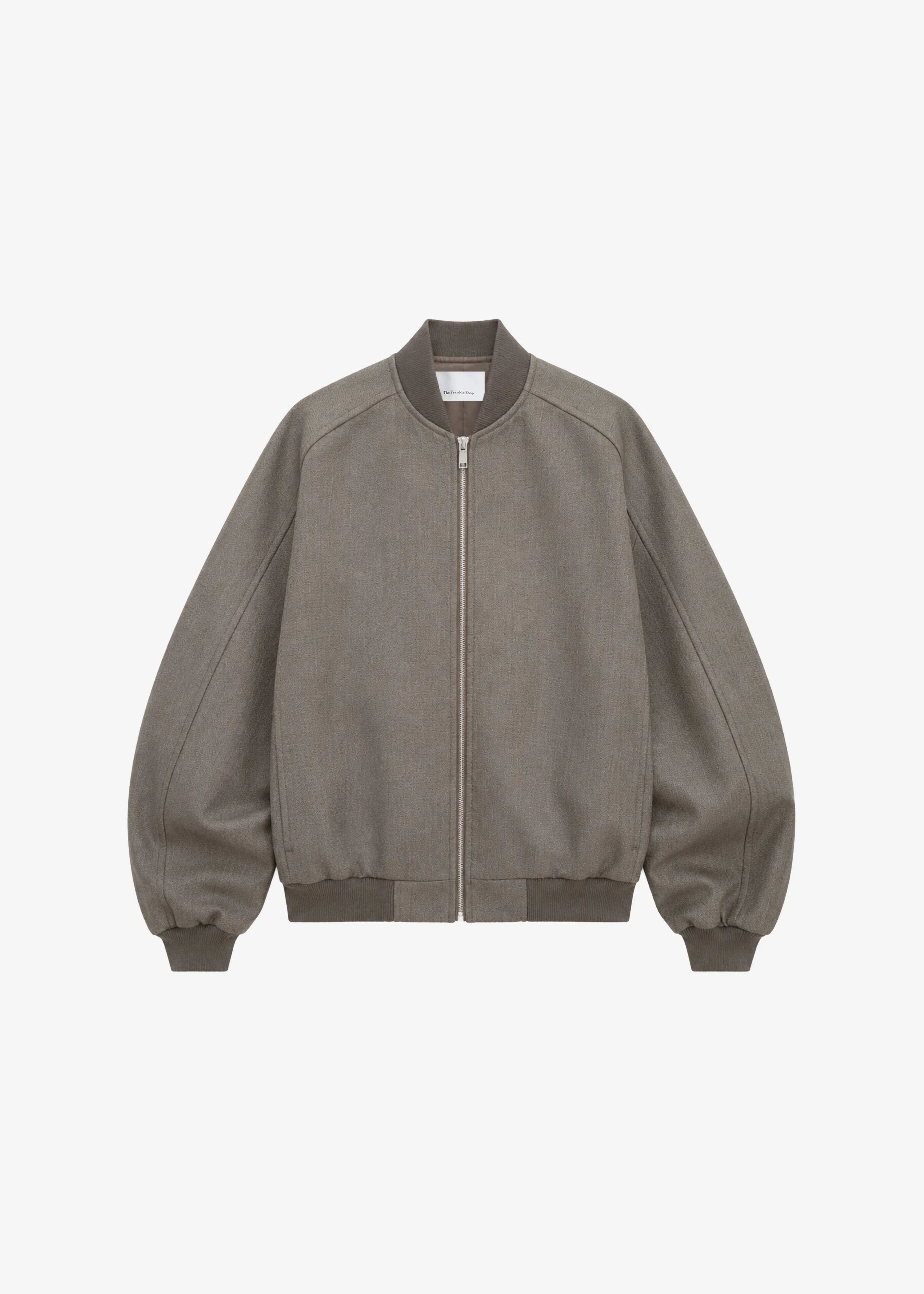 Elinor Wool Oversized Bomber Jacket - Beige Melange - 1