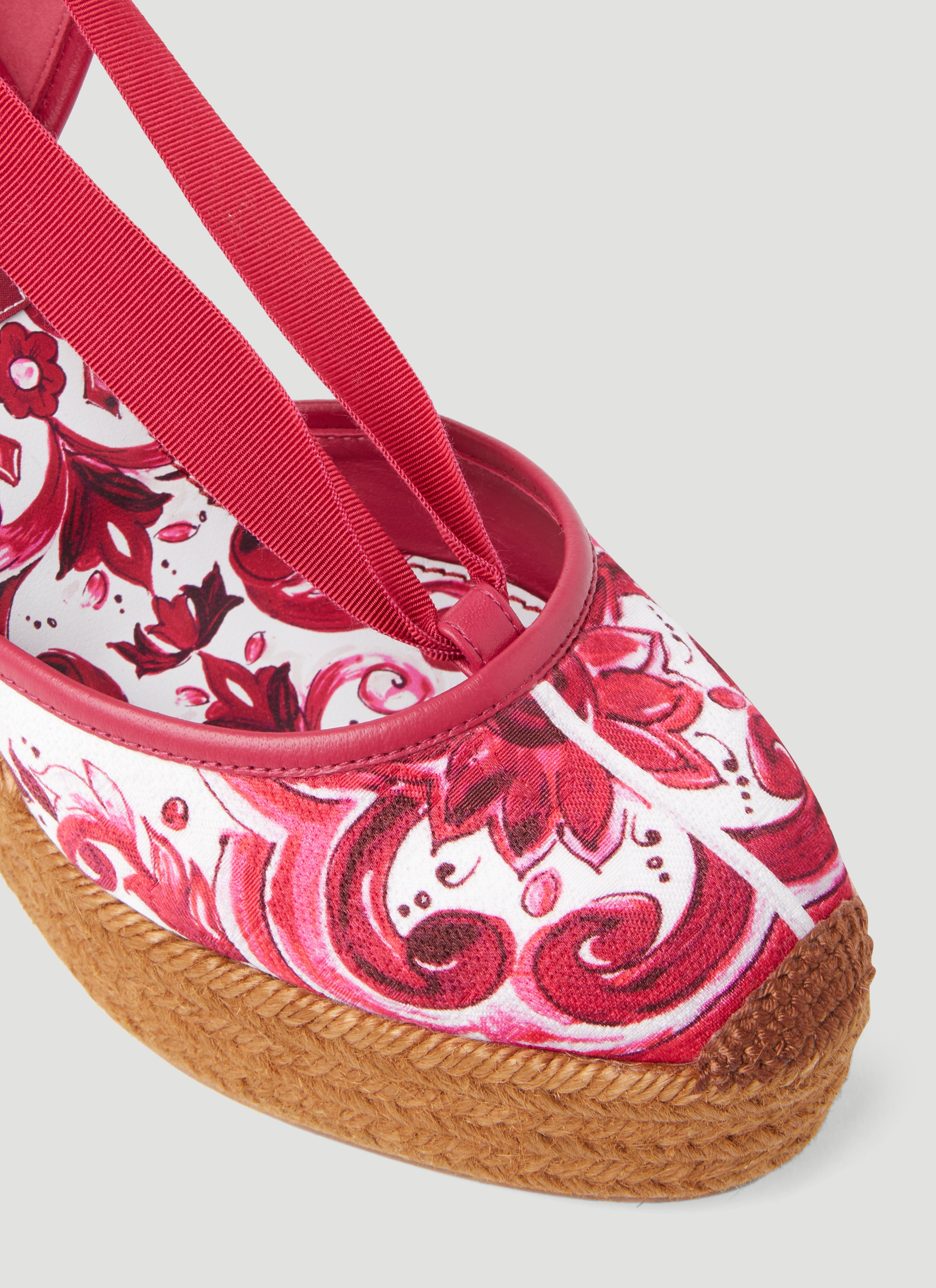 Dolce & Gabbana Women Printed Brocade Wedge Sandals - 7