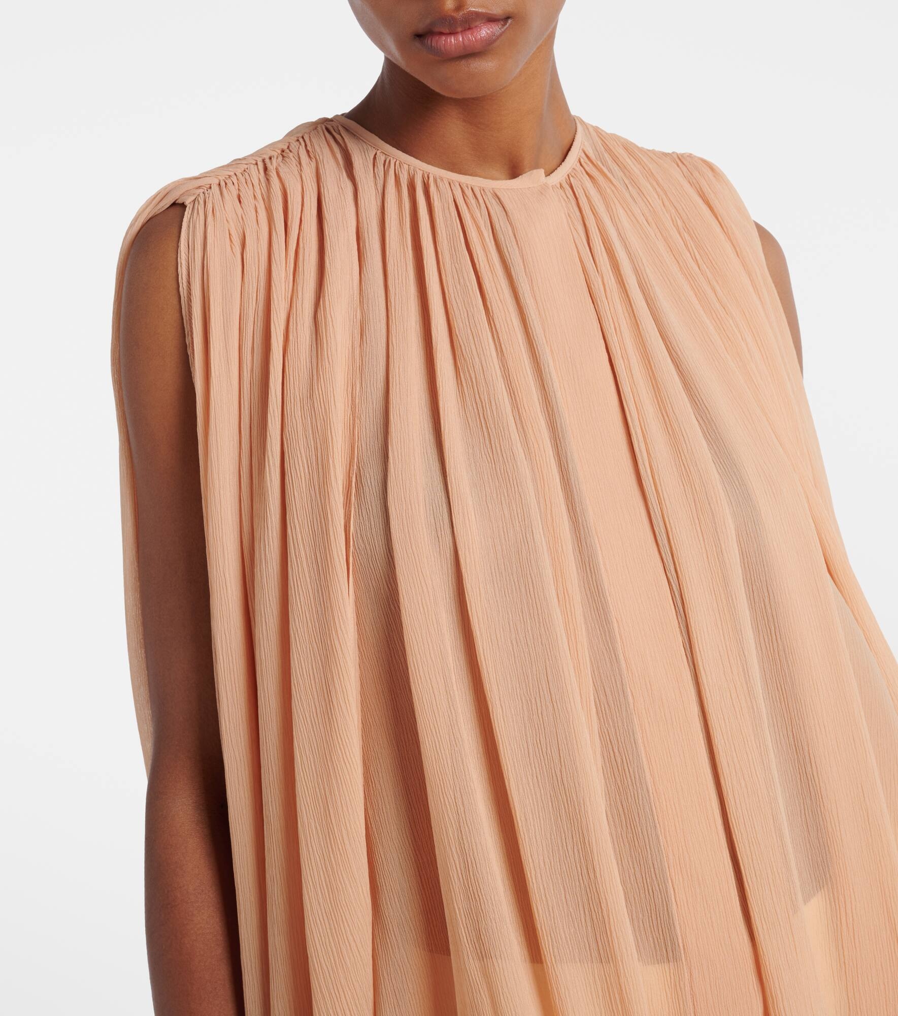 Draped silk chiffon blouse - 4