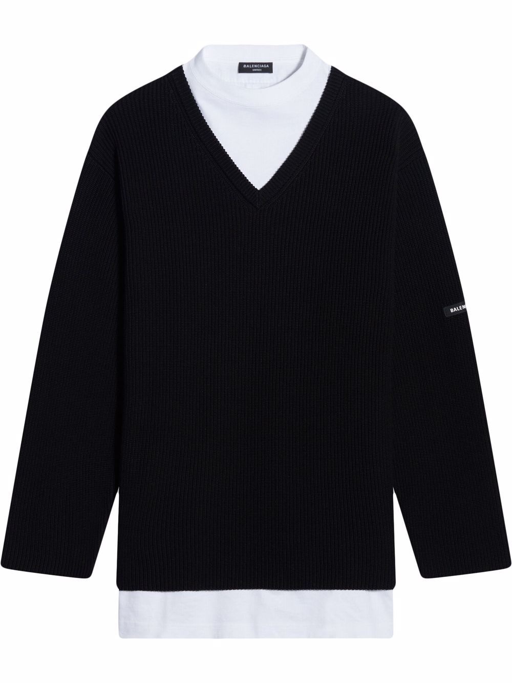 layered V-neck jumper - 1