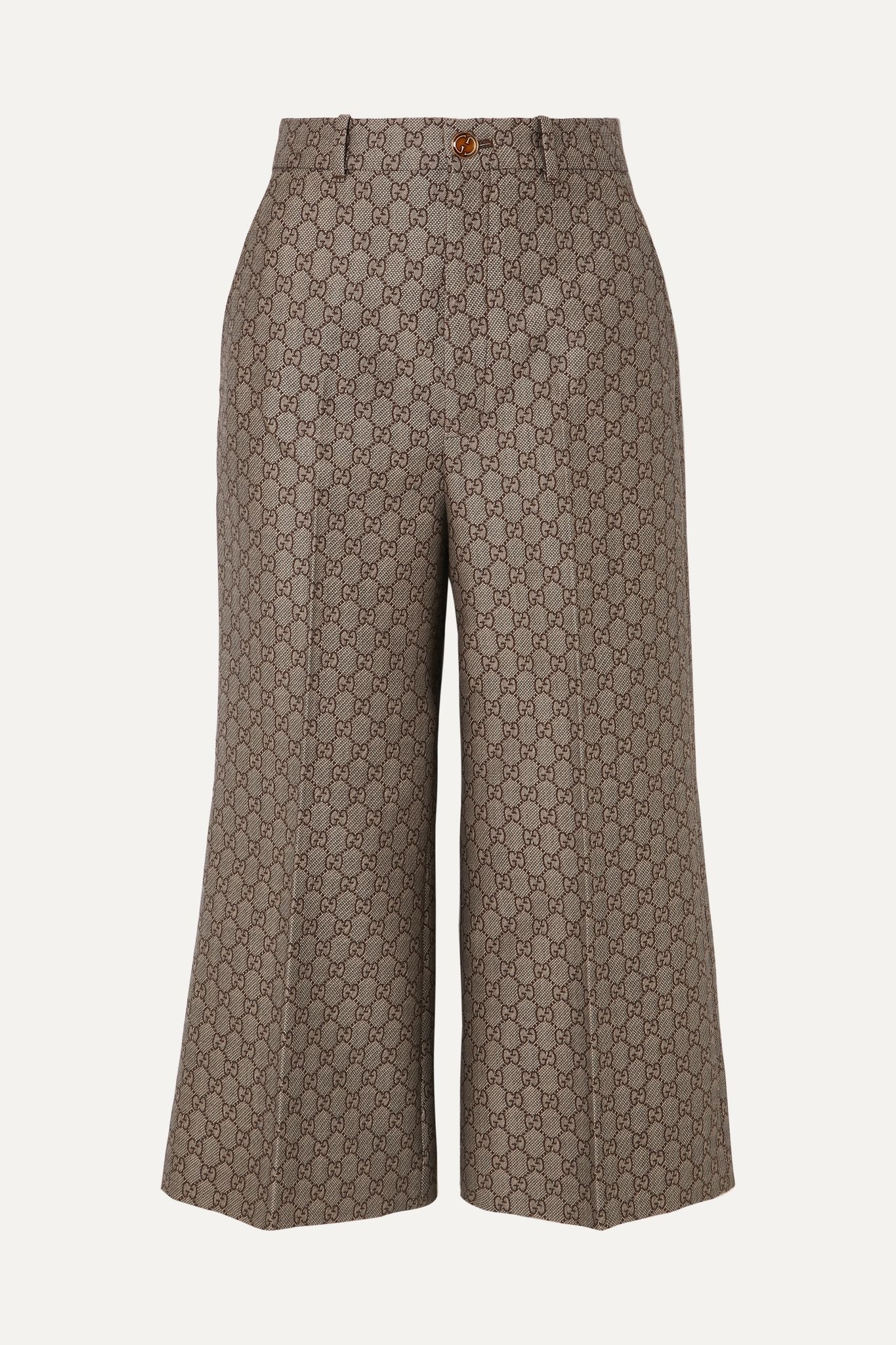 Cotton and wool-blend jacquard wide-leg pants - 1