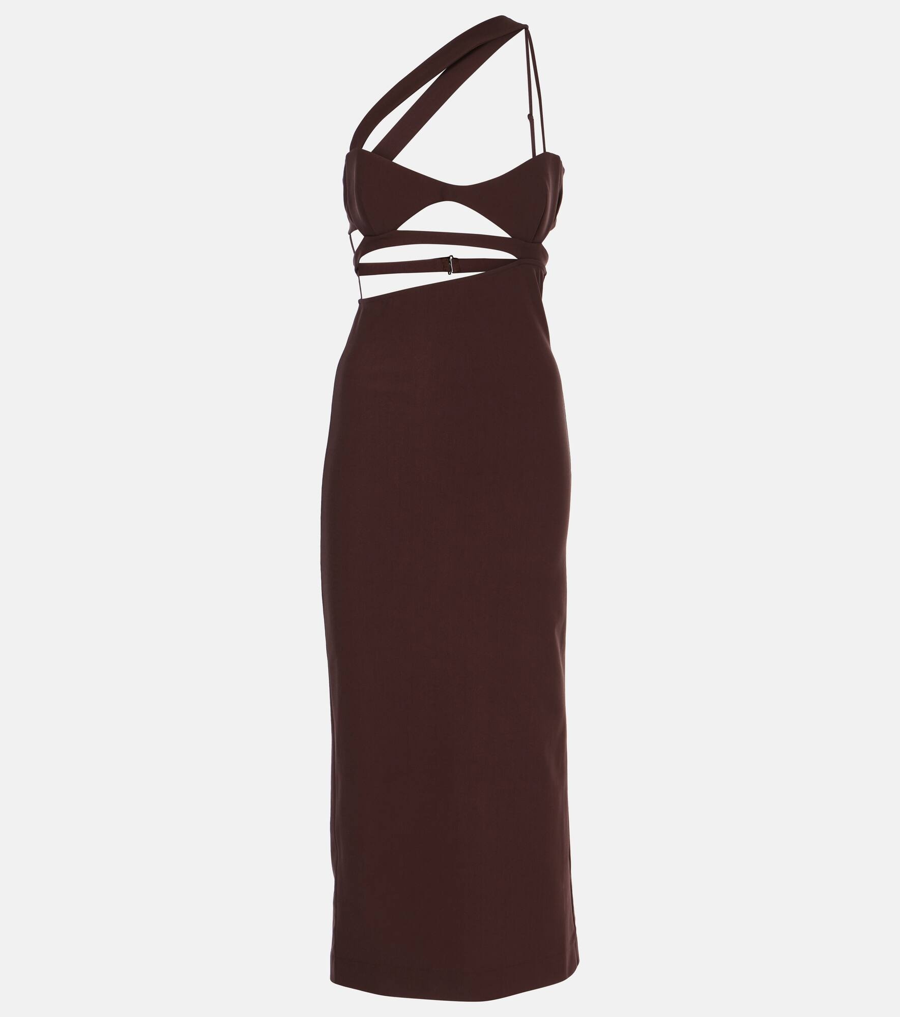 Asymmetric silk midi dress - 1