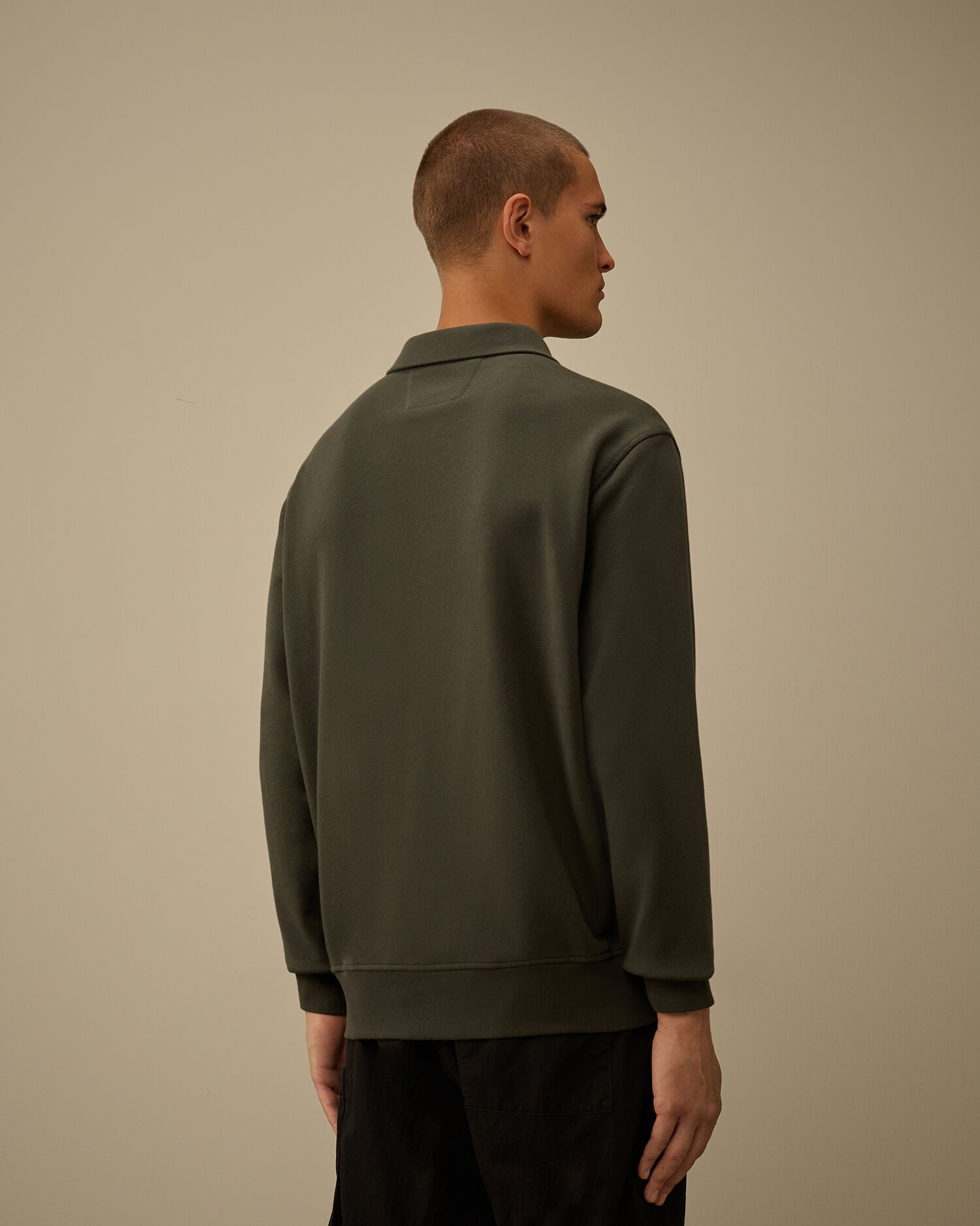 Diagonal Raised Fleece Half Zip Sweatshirt - 4