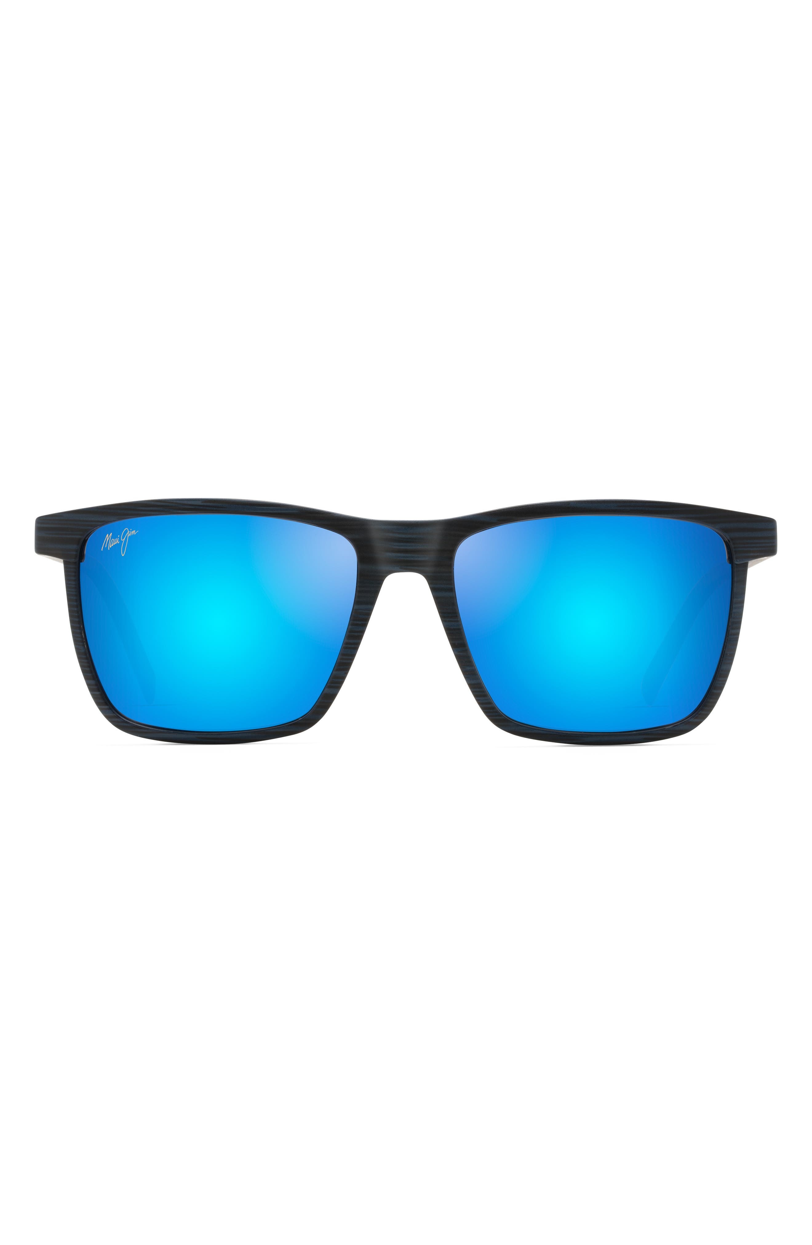 Maui Jim One Way 55mm PolarizedPlus2® Rectangular Sunglasses in Dark Navy Stripe at Nordstrom - 1