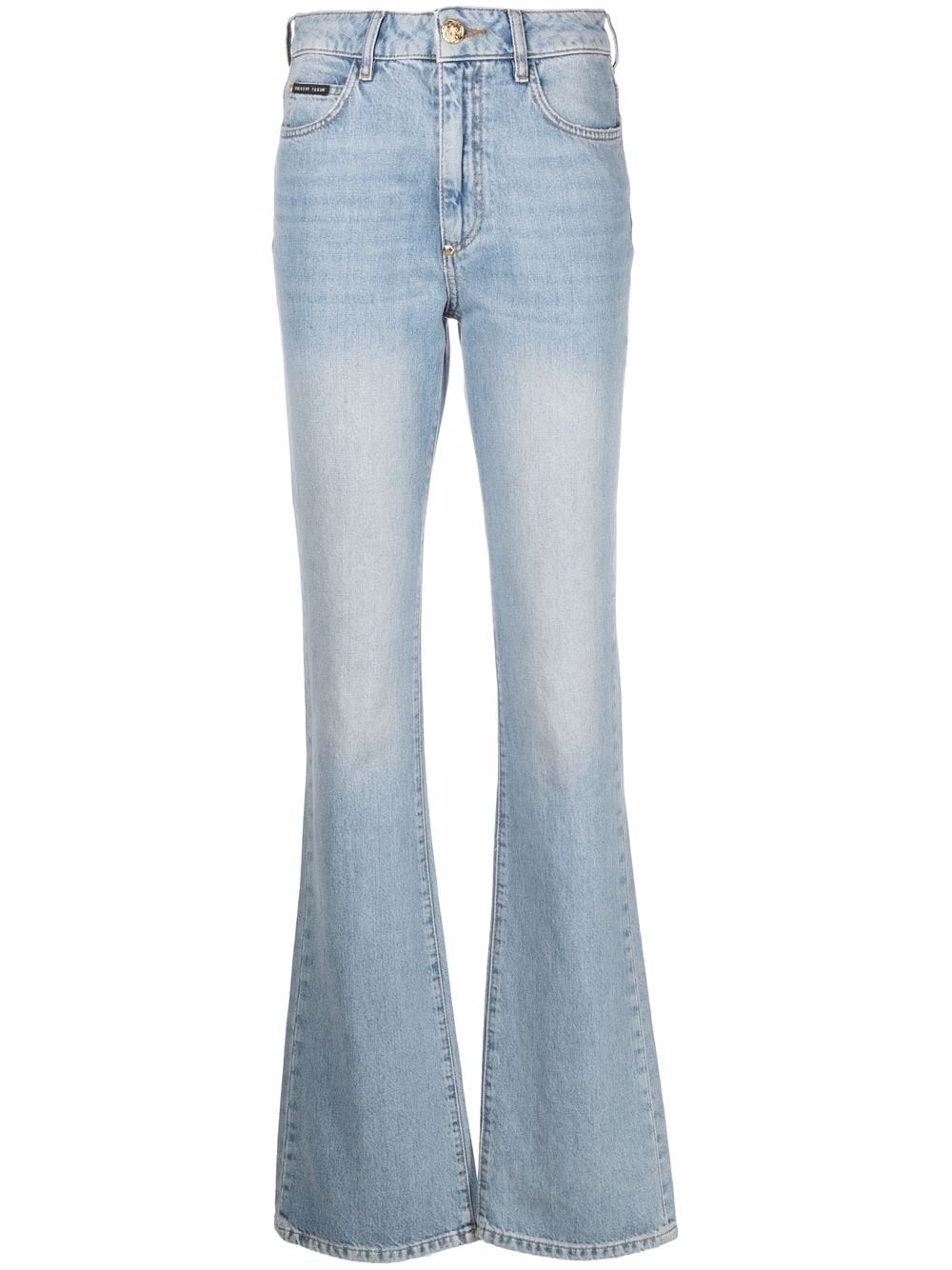 logo-plaque high-waist flared jeans - 1