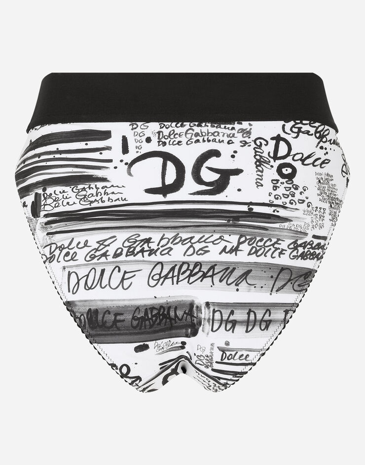 Jersey high-waisted briefs with DG graffiti print and branded elastic - 3