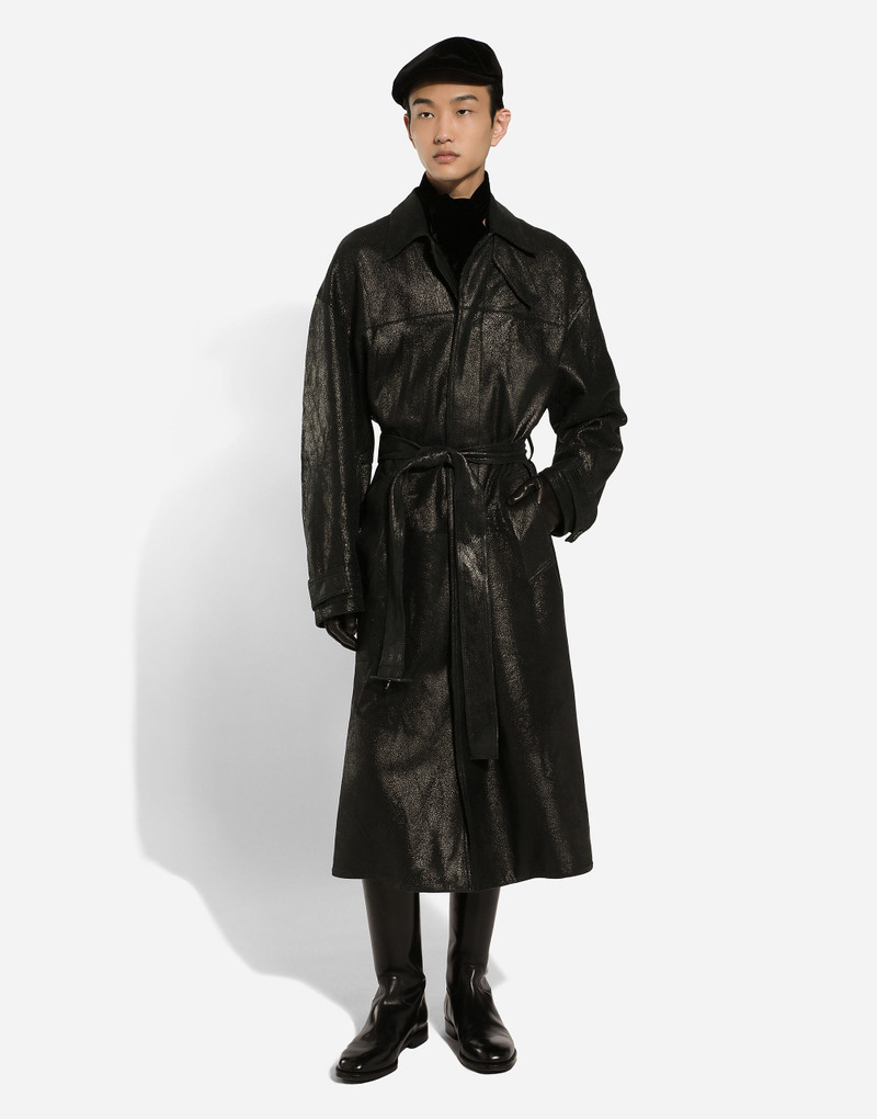 Dolce & Gabbana Leather trench coat with belt outlook