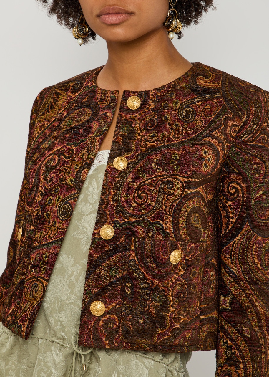 Chloe Paisley-jacquard Cropped Woven Jacket - 5