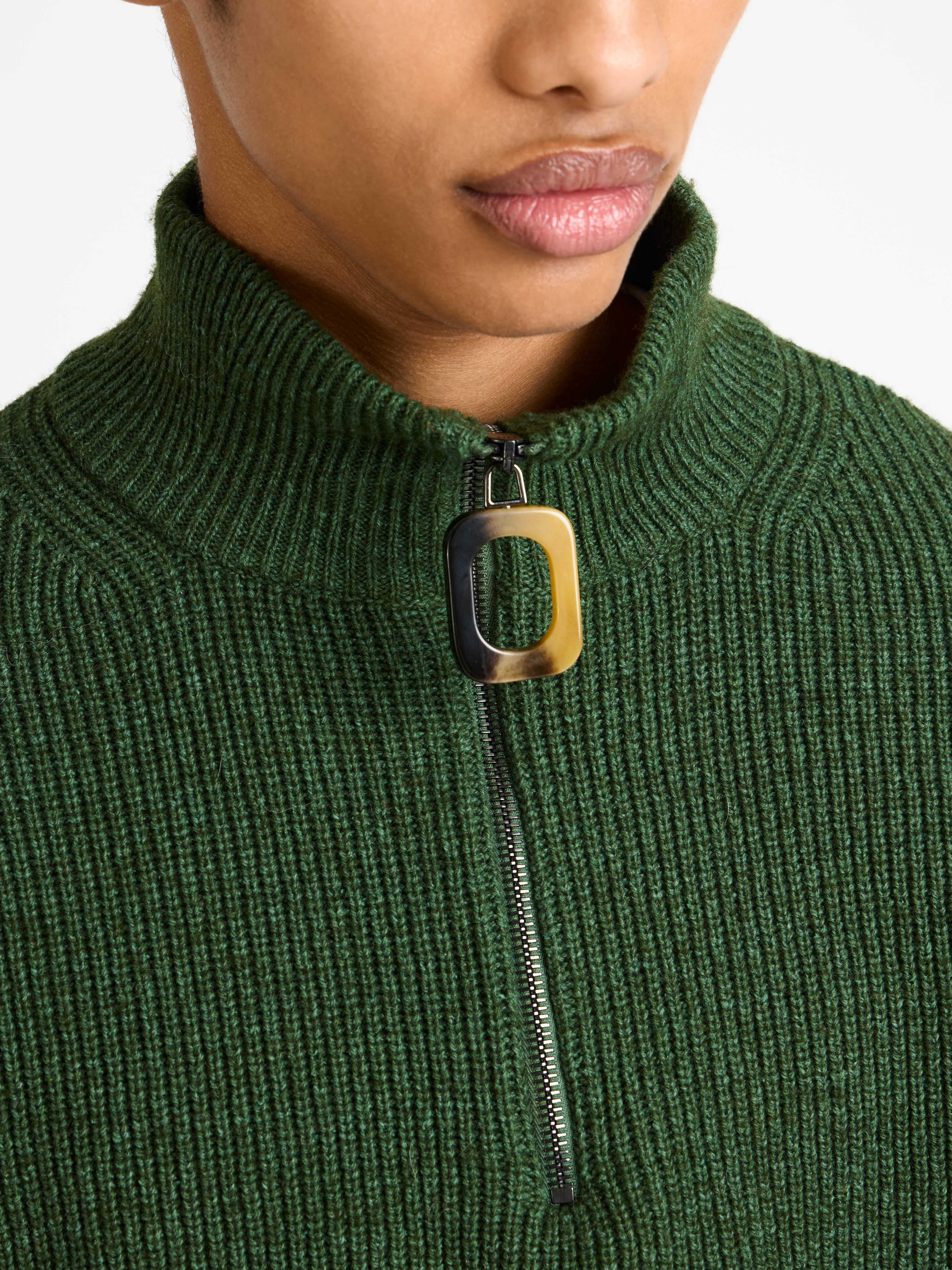 HALF ZIP JUMPER IN PINE - 6