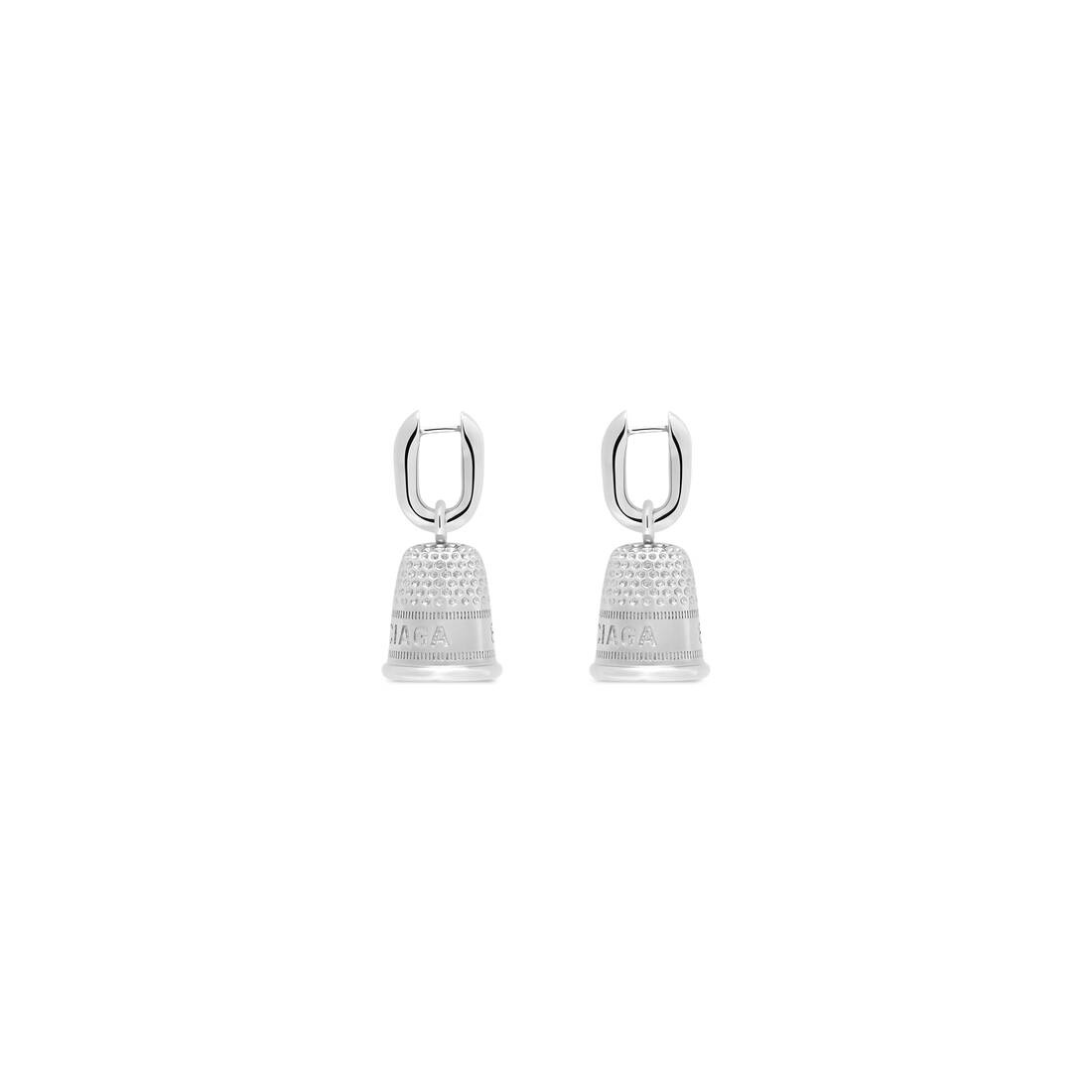 Thimble Earrings  in Silver - 3