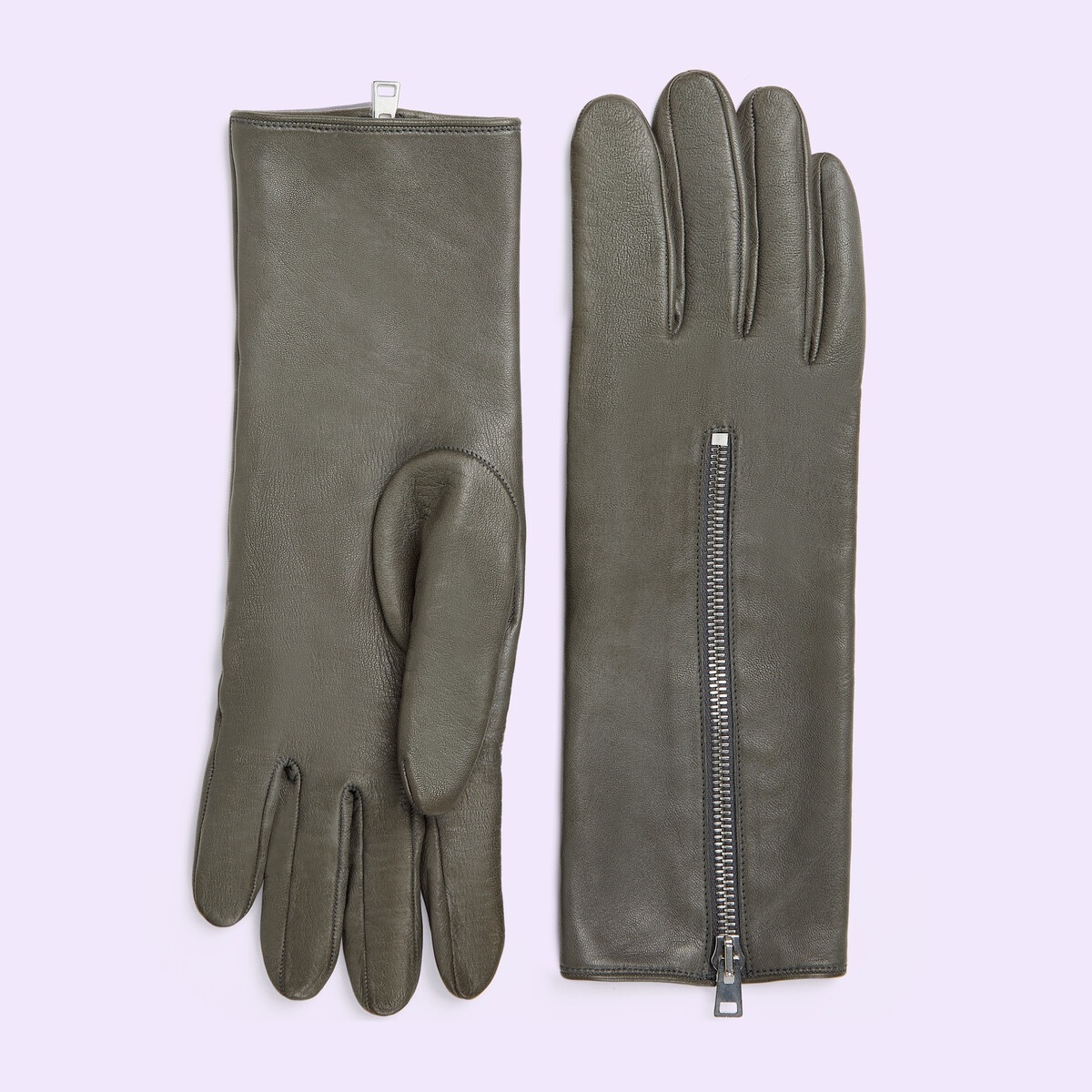 Leather gloves with zip - 1