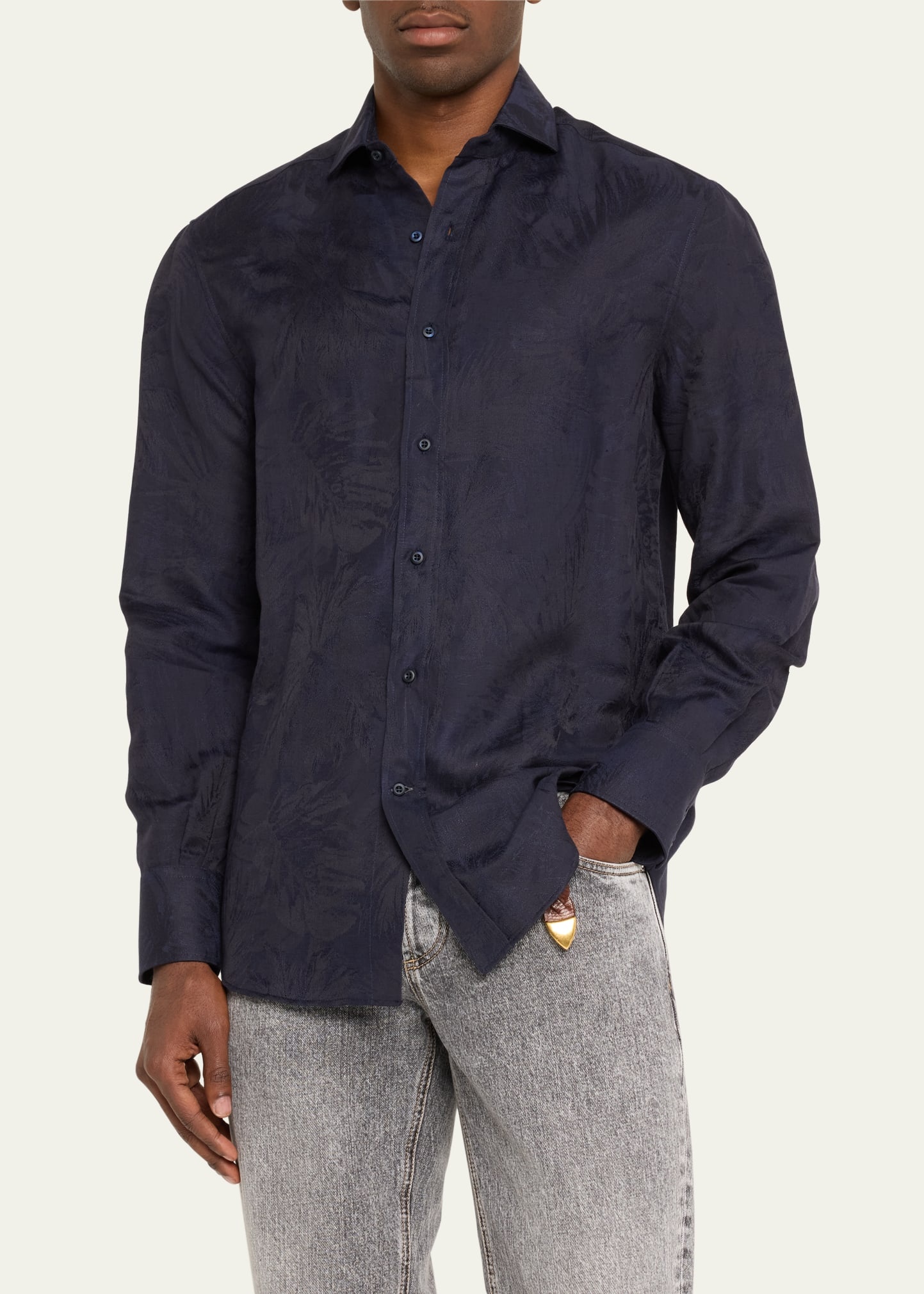 Men's Cotton and Linen Casual Button-Down Shirt - 4