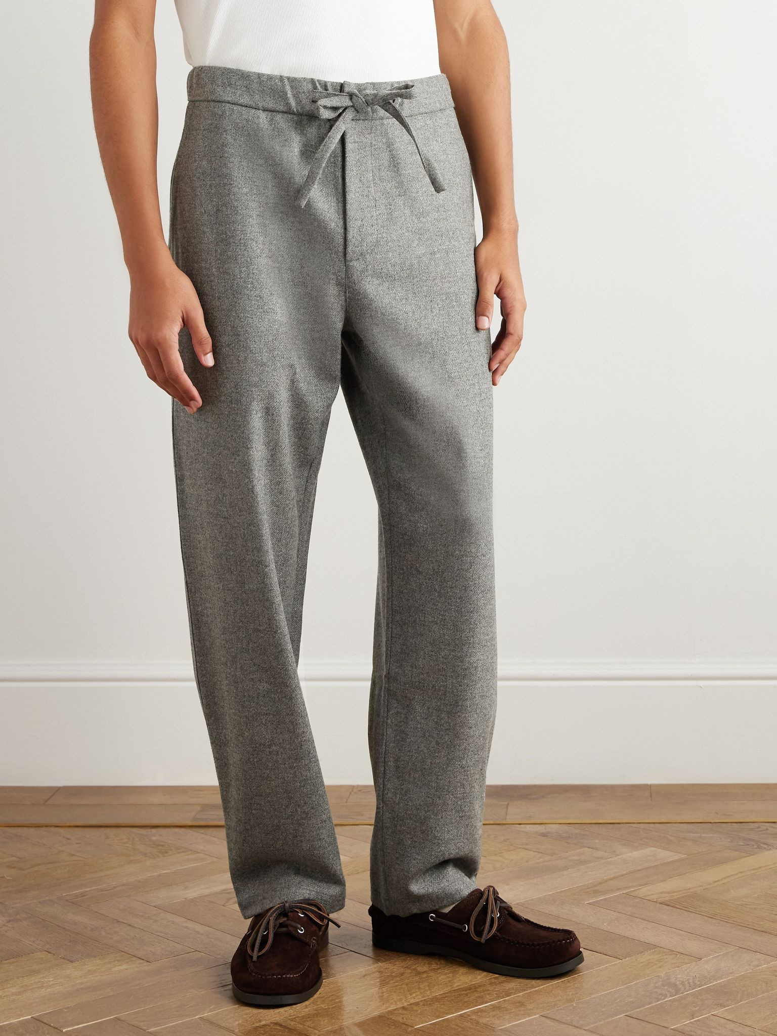 Lounge Straight-Leg Wool Trousers Gray - 3