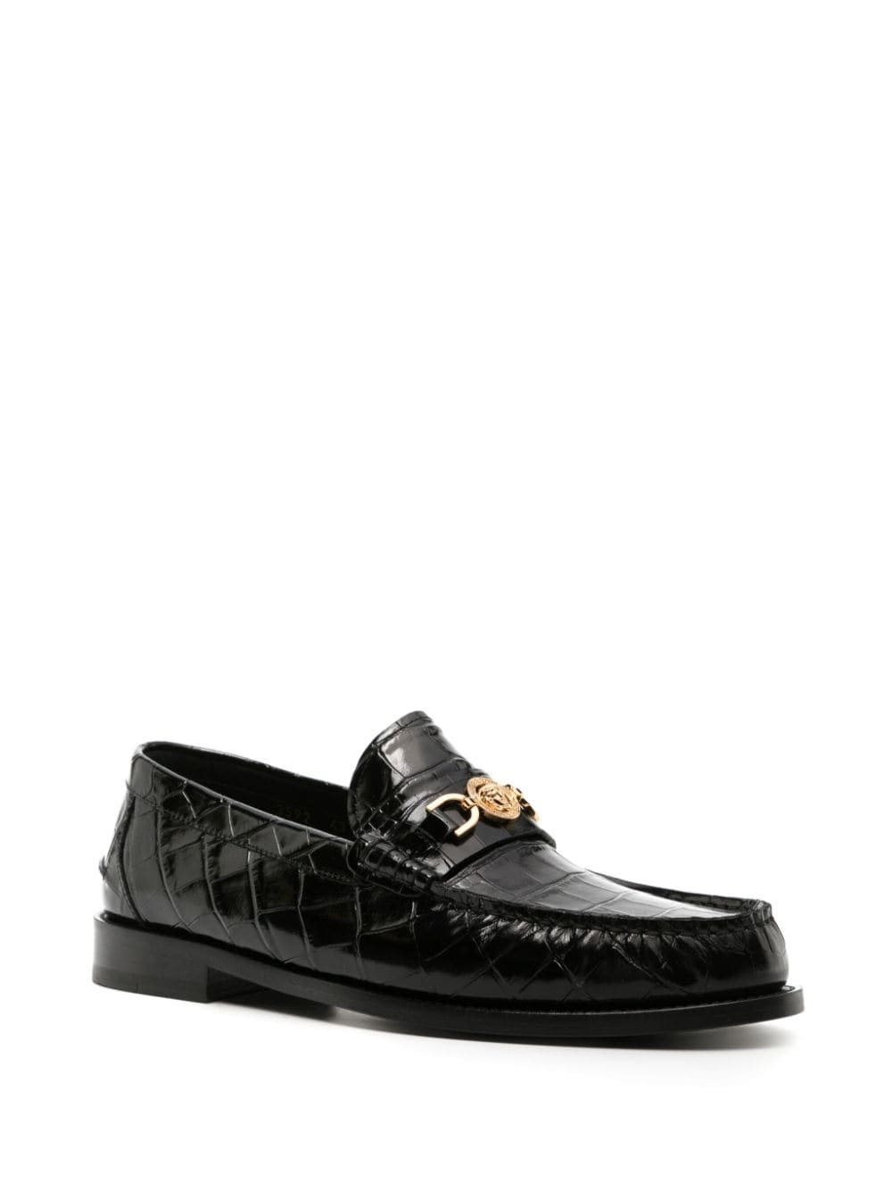Medusa crocodile-embossed leather loafers - 2