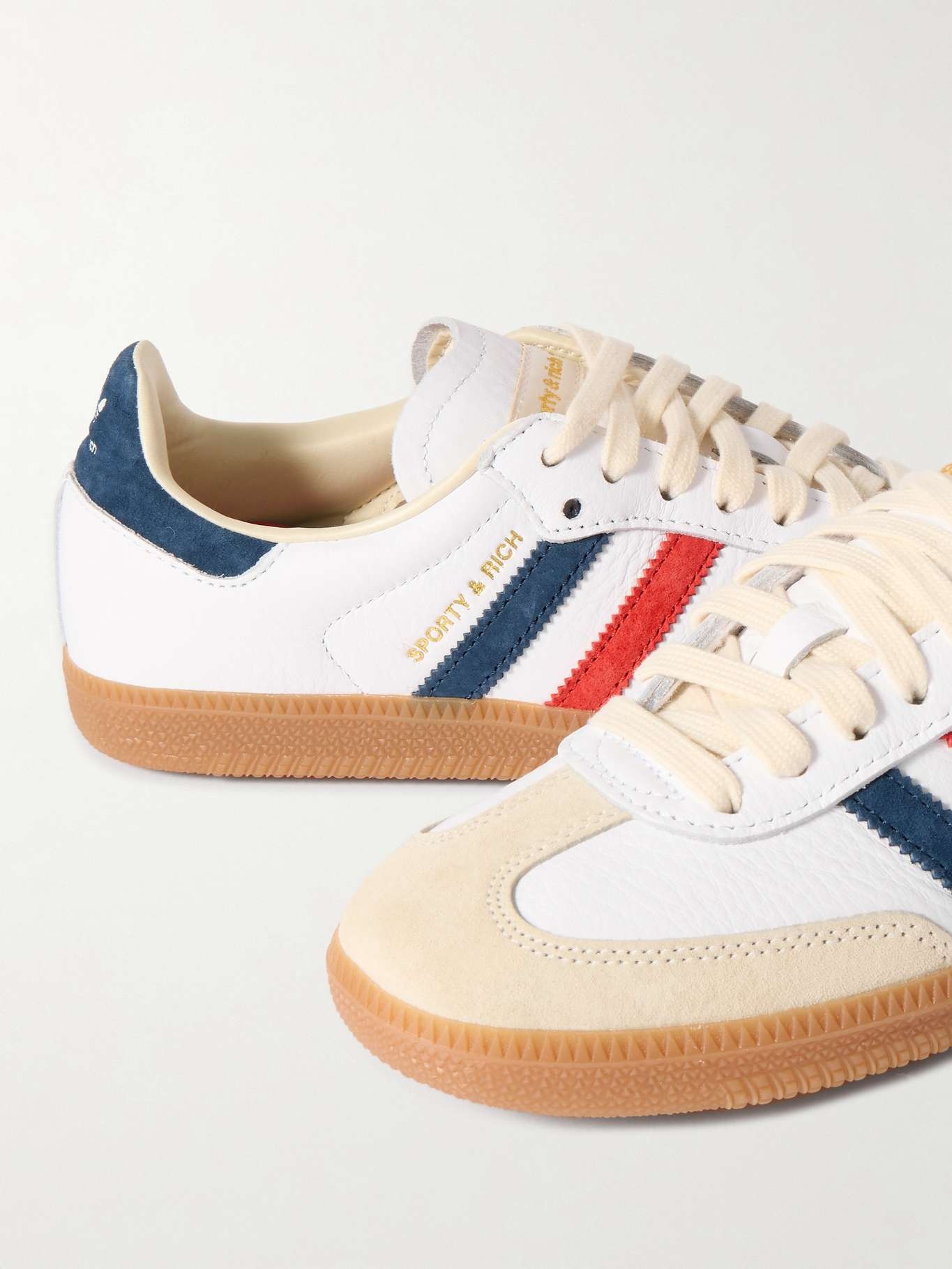 + Sporty & Rich Olympic Samba OG satin and suede-trimmed leather sneakers - 4