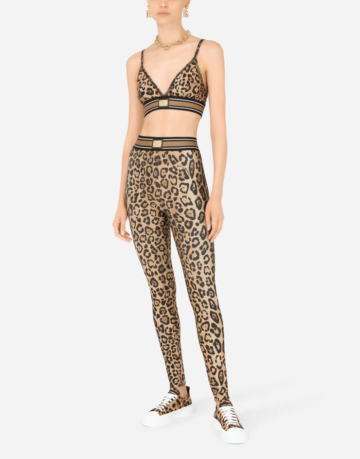 Leopard-print spandex/jersey bralet - 6