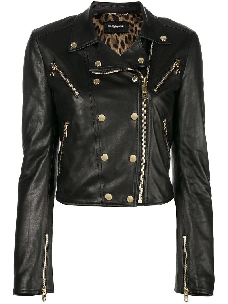 zipper trimmed biker jacket 1