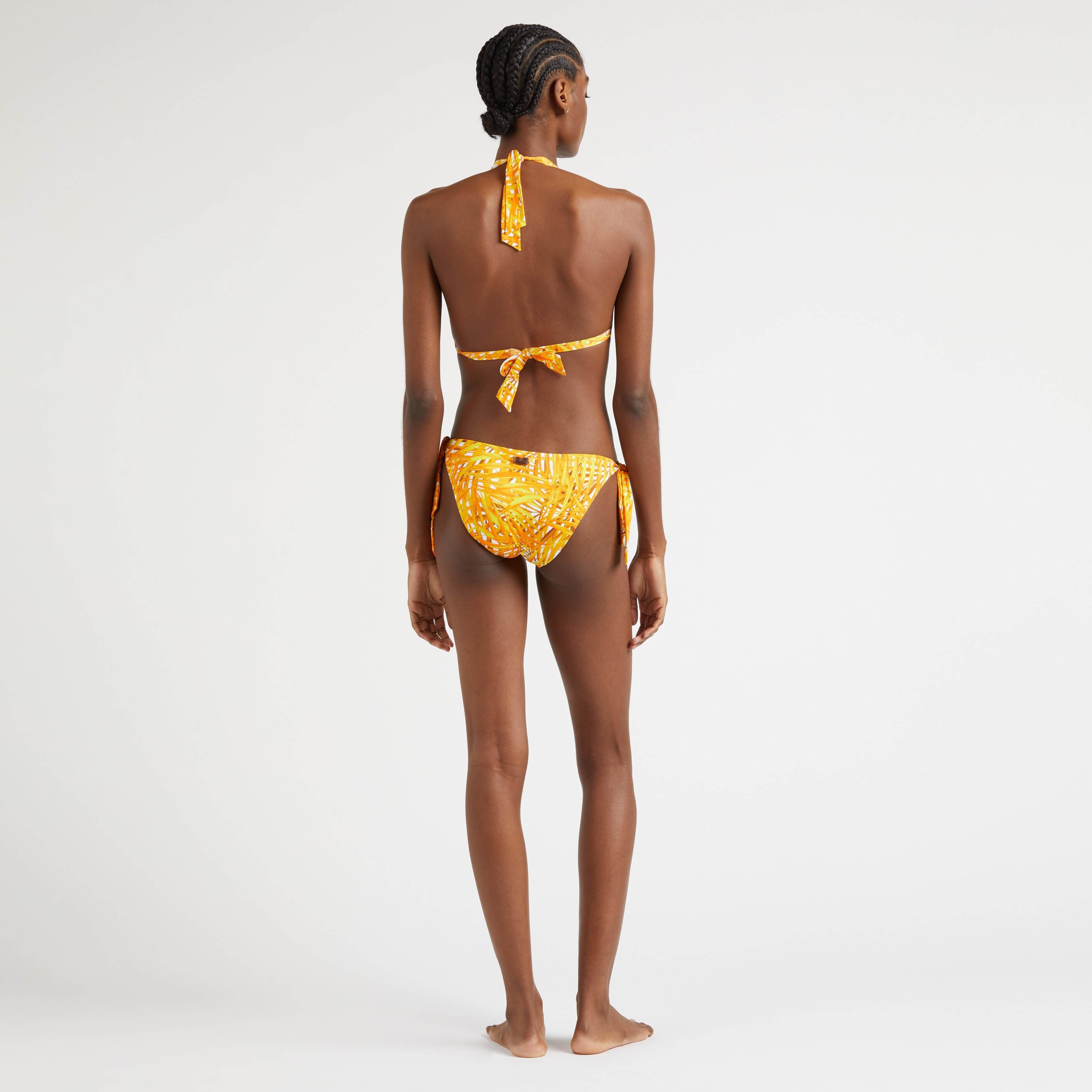 Women Side Tie Bikini Bottom Palm Leaves - 3