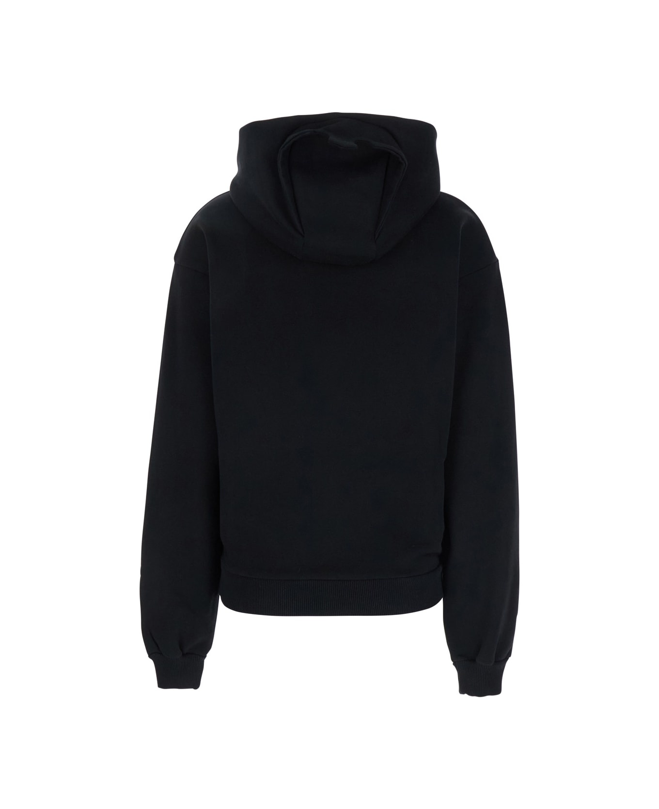 Black Sweatshirt With Logo Lettering And Front Kangaroo Pocket In Cotton Woman - 2
